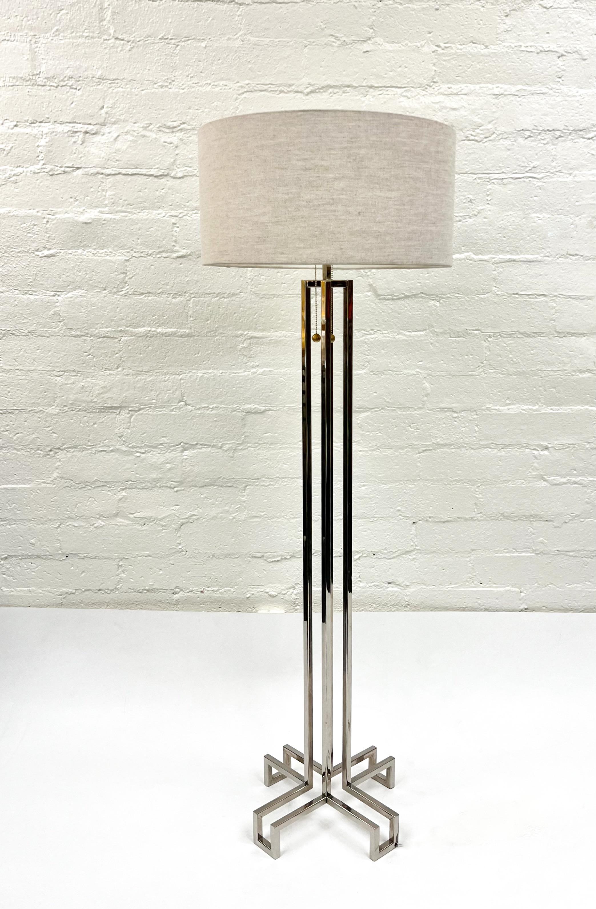 Brass Chrome Floor Lamp by Charles Hollis Jones For Sale