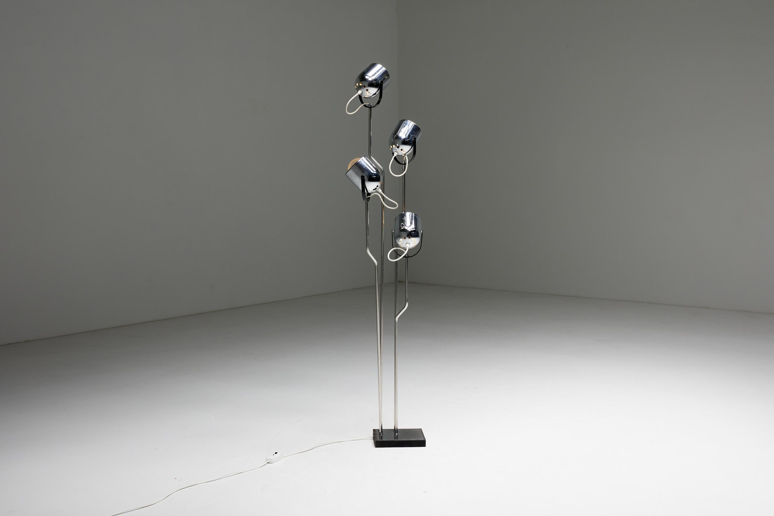 Modern Chrome Floor Lamp by Goffredo Reggiani, Italy, 1970s For Sale