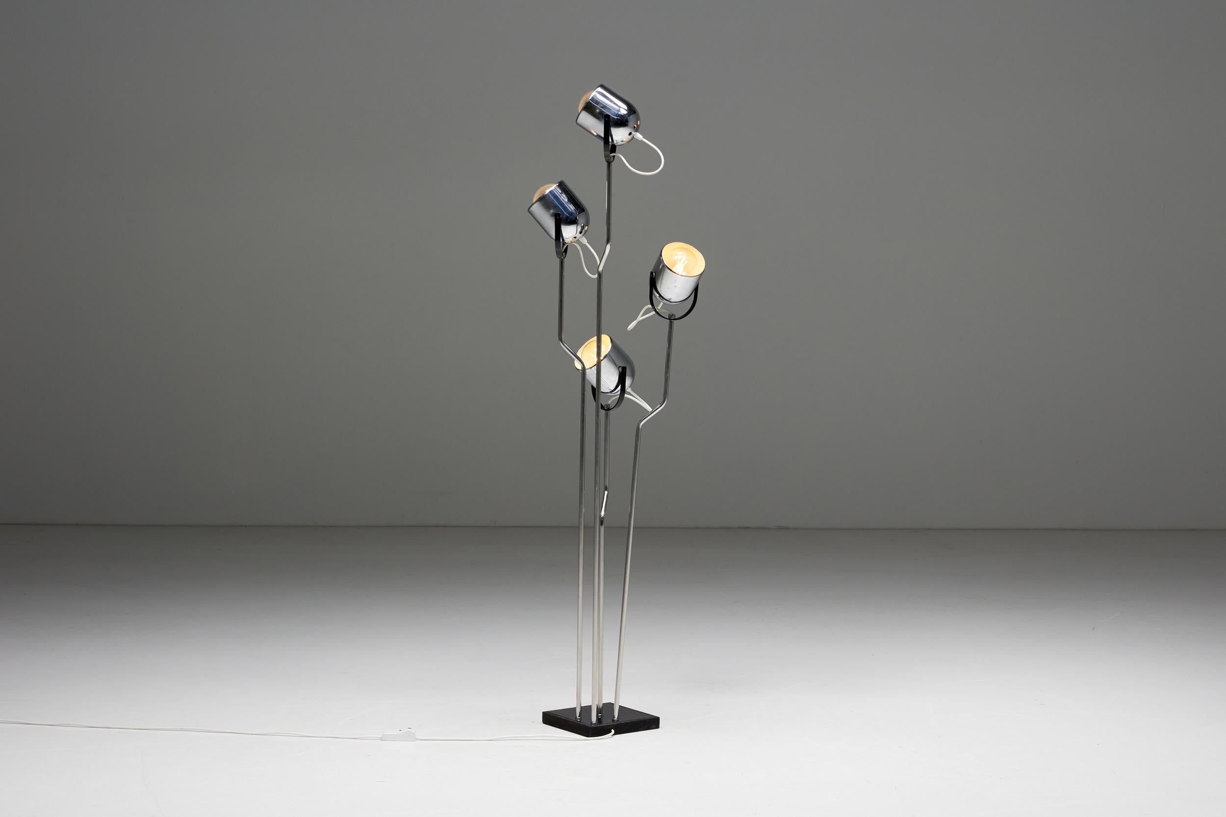 Late 20th Century Chrome Floor Lamp by Goffredo Reggiani, Italy, 1970s For Sale