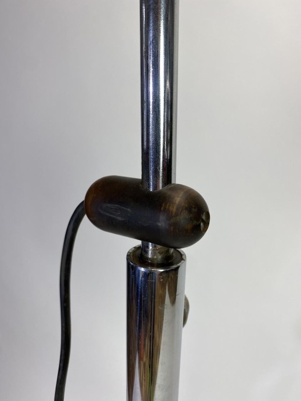 Chrome Floor Lamp by Tamás Borsfay for Hungarian Craftsmanship Company, 1970s In Good Condition For Sale In Banská Štiavnica, SK