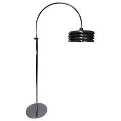 Lampada da terra cromata di Tamás Borsfay per Hungarian Craftsmanship Company, anni '70