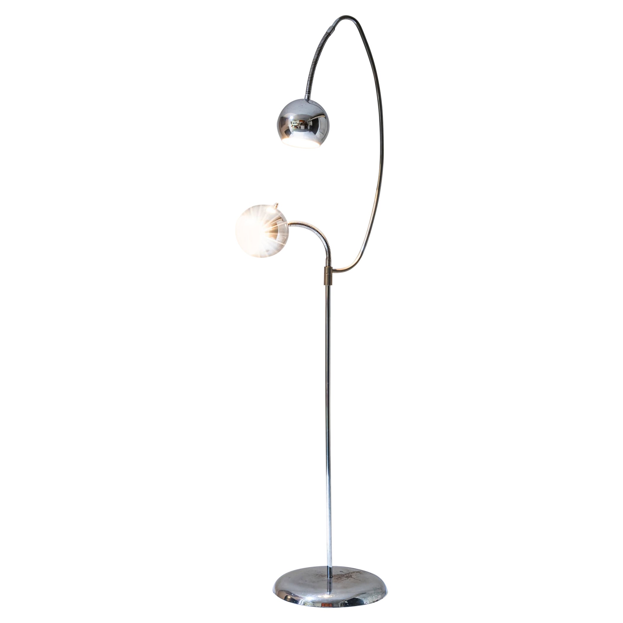 Chrome Floor Lamp, probably Italy, Mid-20th Century For Sale