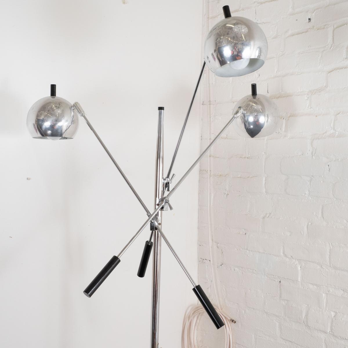 Chrome Floor Lamp with Adjustable Arms For Sale 4