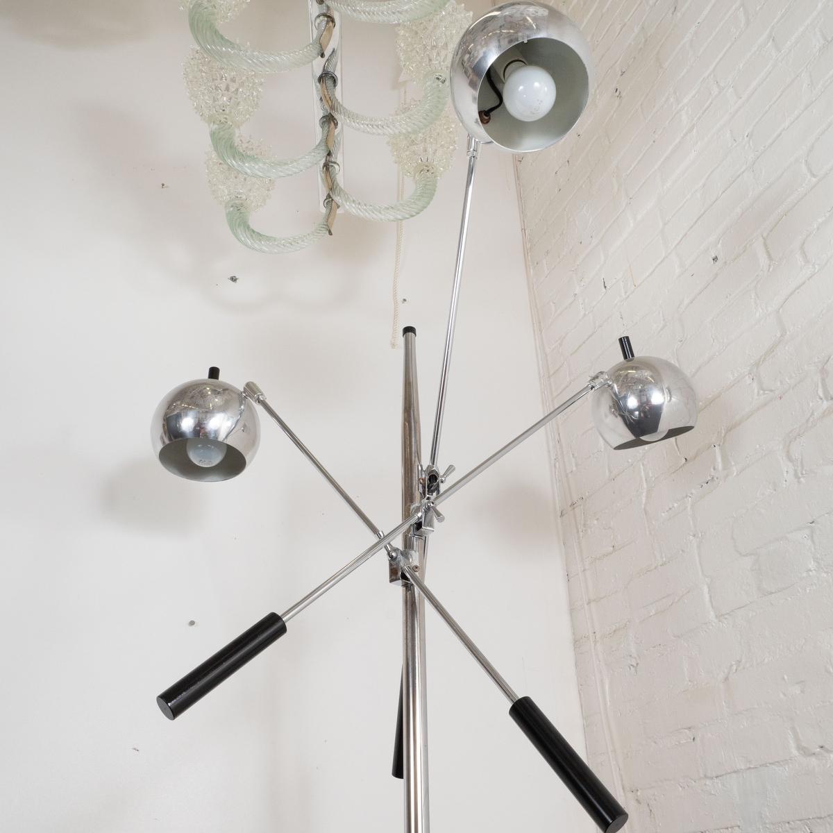 Chrome Floor Lamp with Adjustable Arms For Sale 10