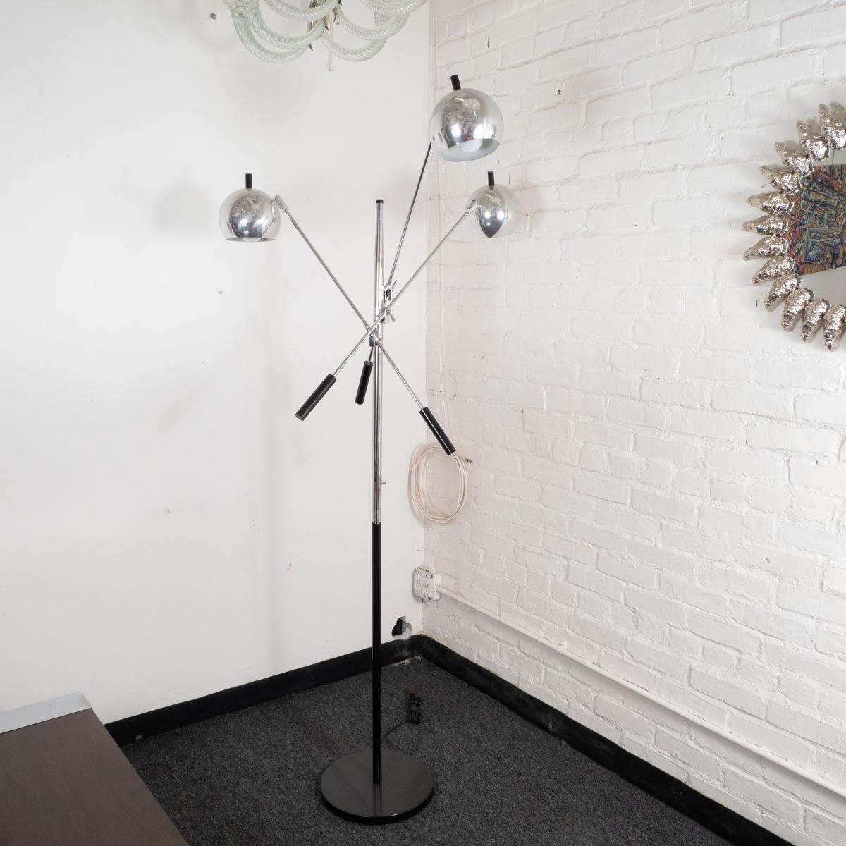 Chrome Floor Lamp with Adjustable Arms For Sale 13