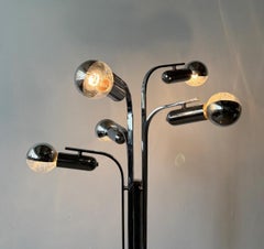Chrome floor lamp with five arm shades, 1970’s Italy