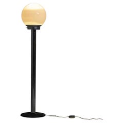 Chrome floor lamp with large opaline globe, Italy 1970s