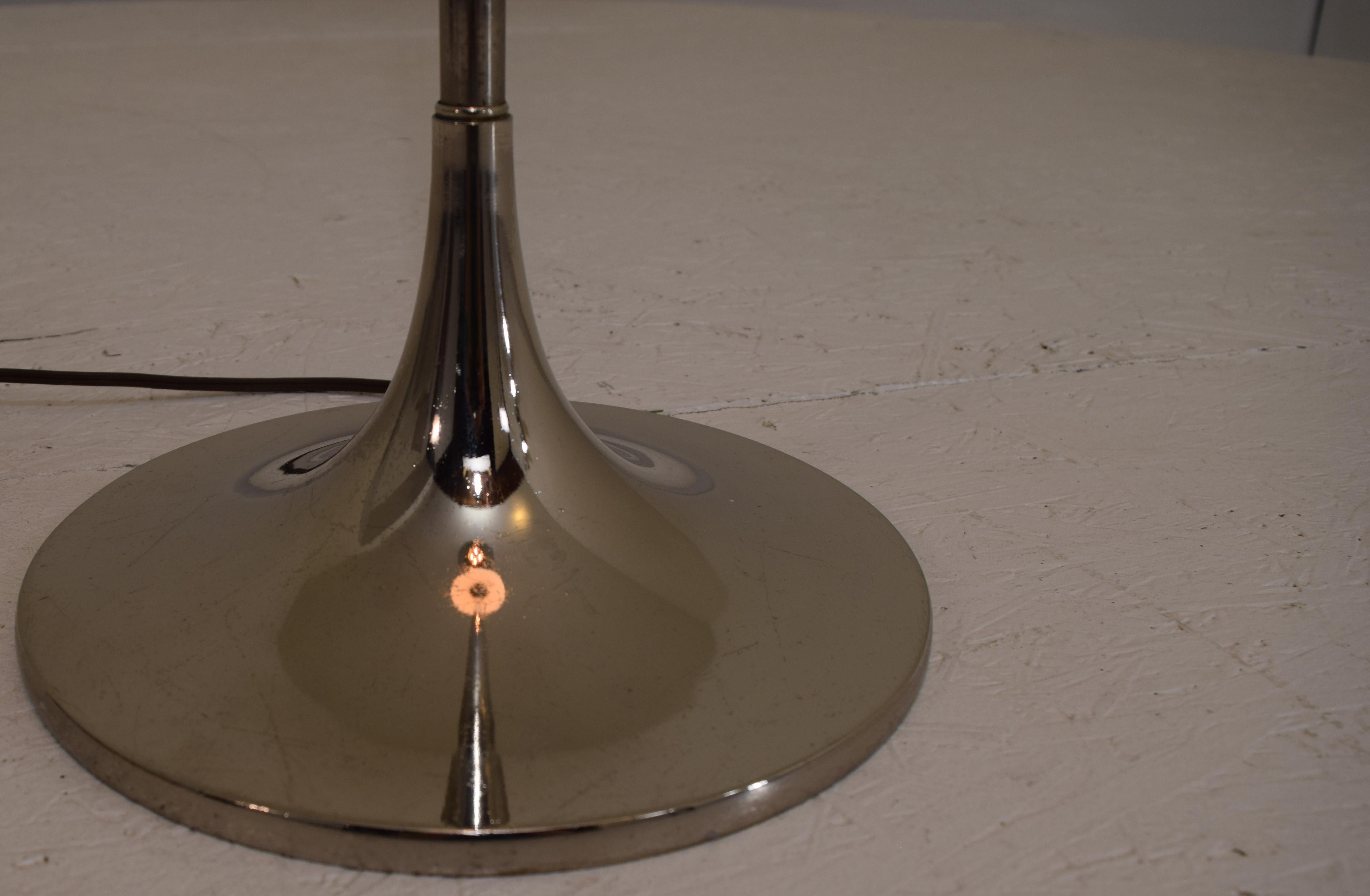 Mid-Century Modern Chrome Floor Lamp with mushroom shade by Laurel