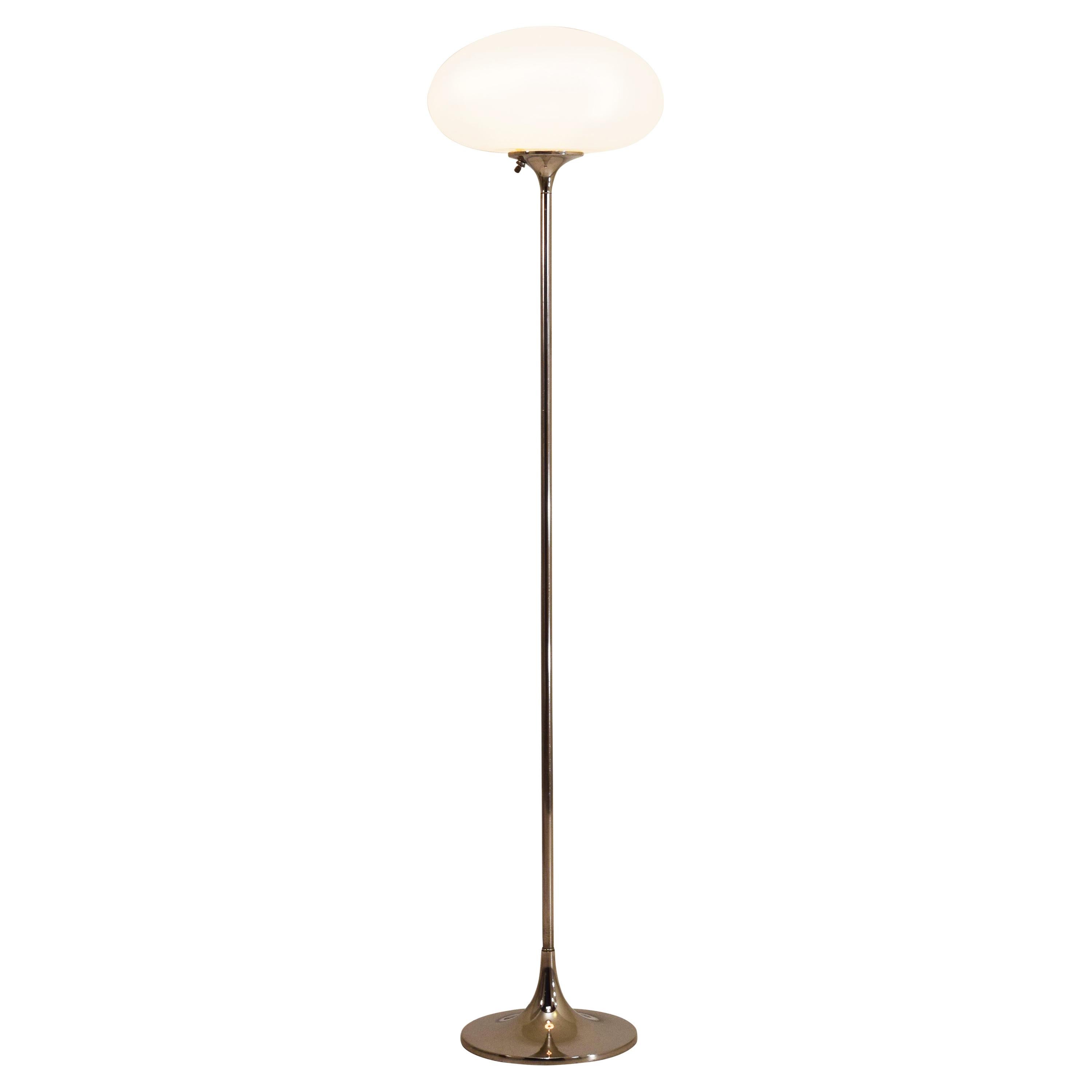 Chrome Floor Lamp with mushroom shade by Laurel