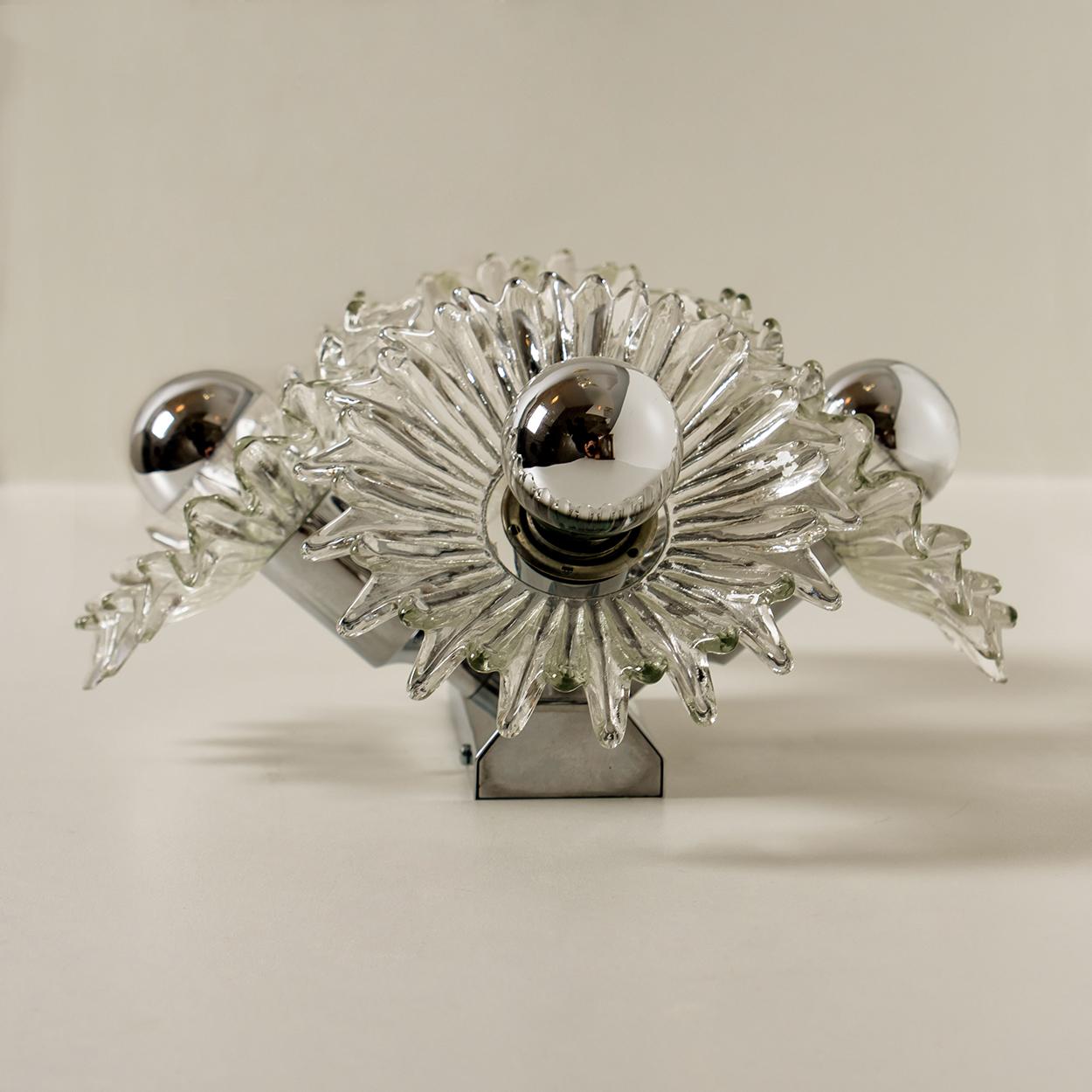 Chrome Flower Glass Wall Lights, Brothers Cosack, 1969s 2