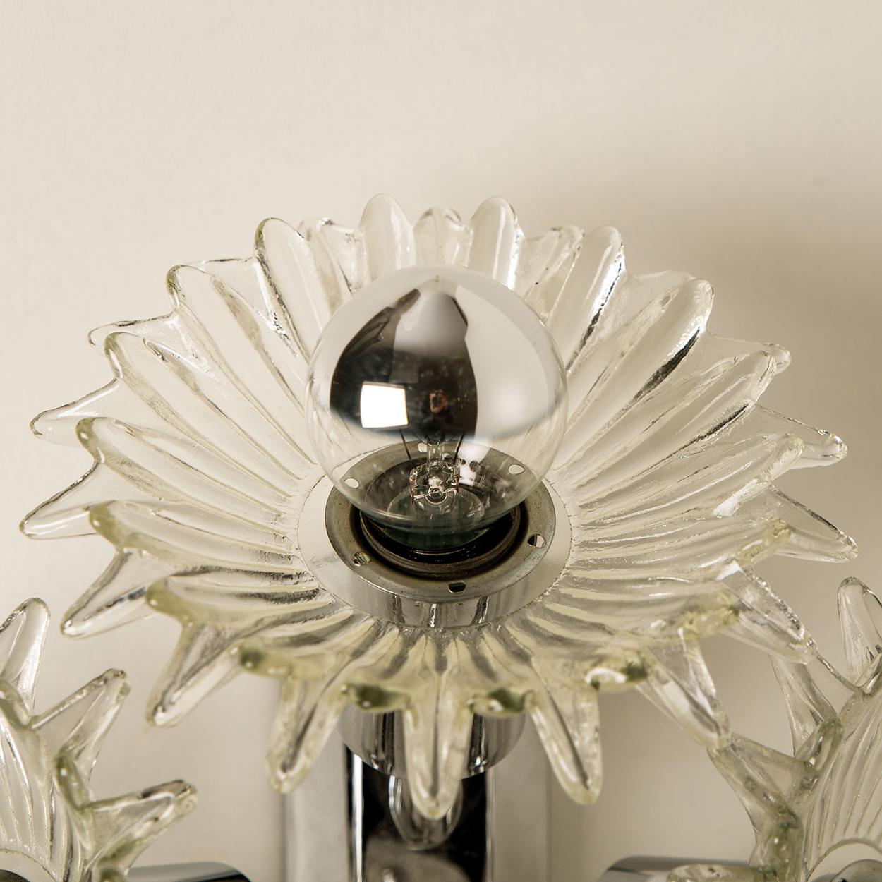 Chrome Flower Glass Wall Lights, Brothers Cosack, 1969s 3