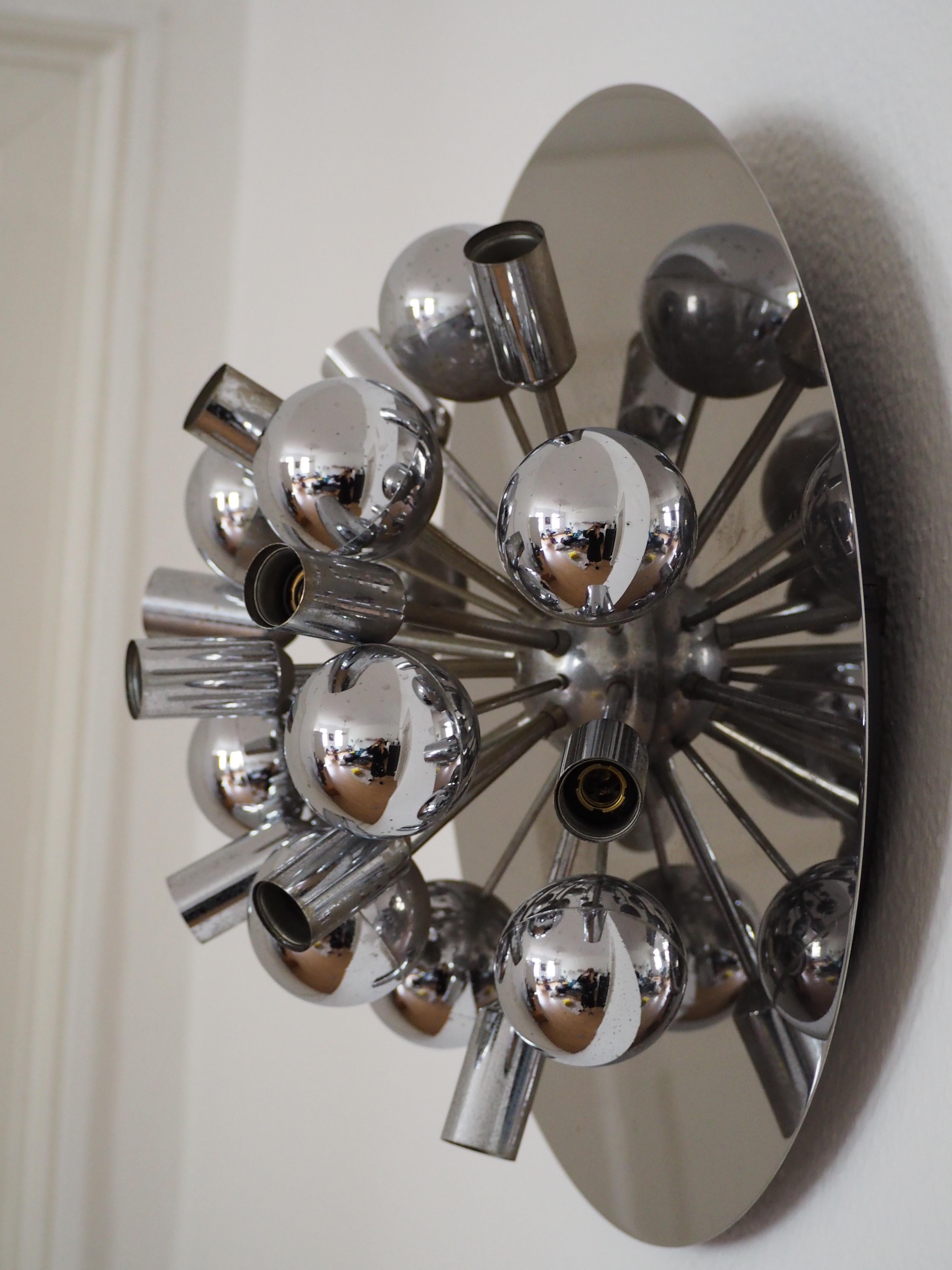 Mid-Century Modern Chrome Flush Mount or Wall Light by Cosack, Germany, circa 1970s For Sale