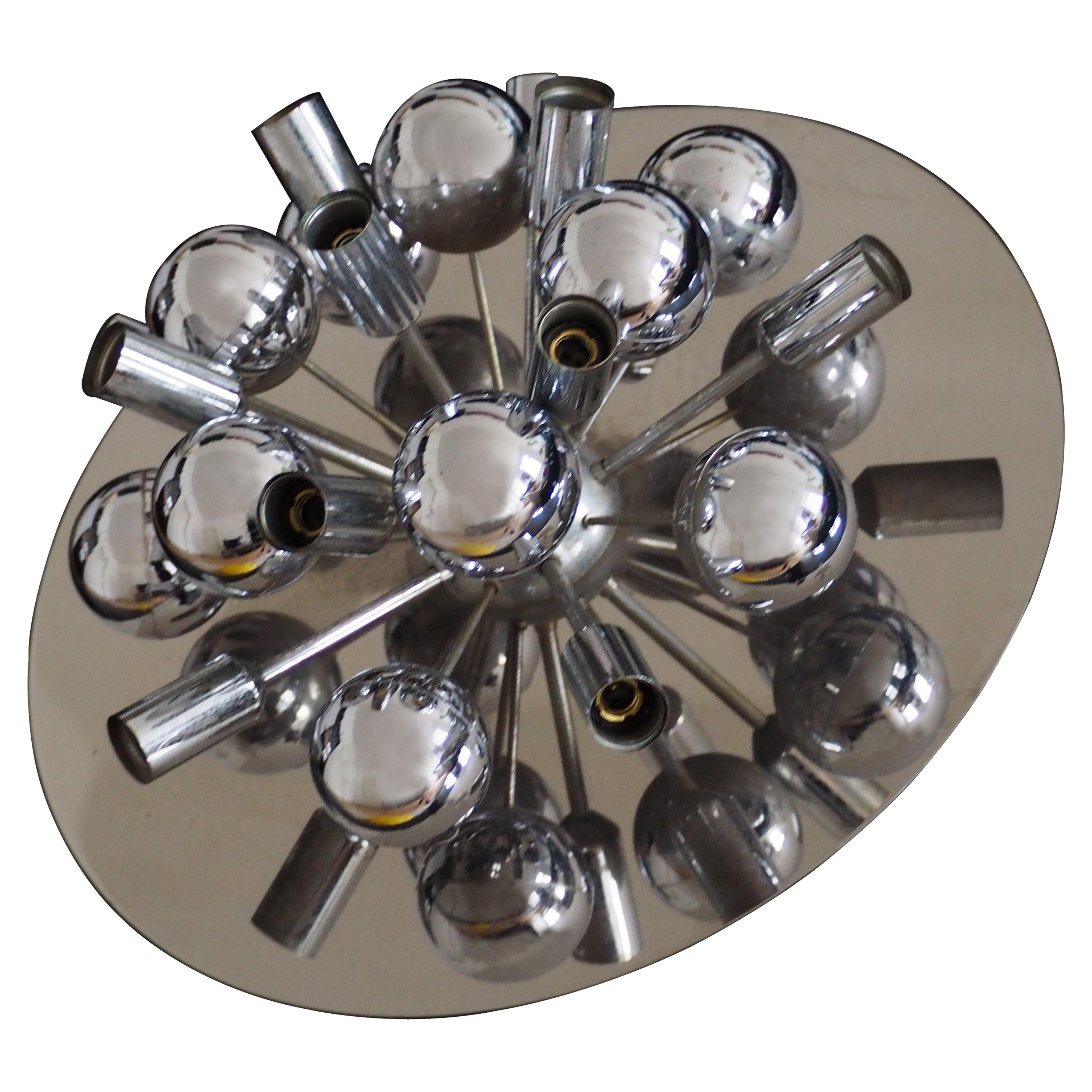 Chrome Flush Mount or Wall Light by Cosack, Germany, circa 1970s For Sale