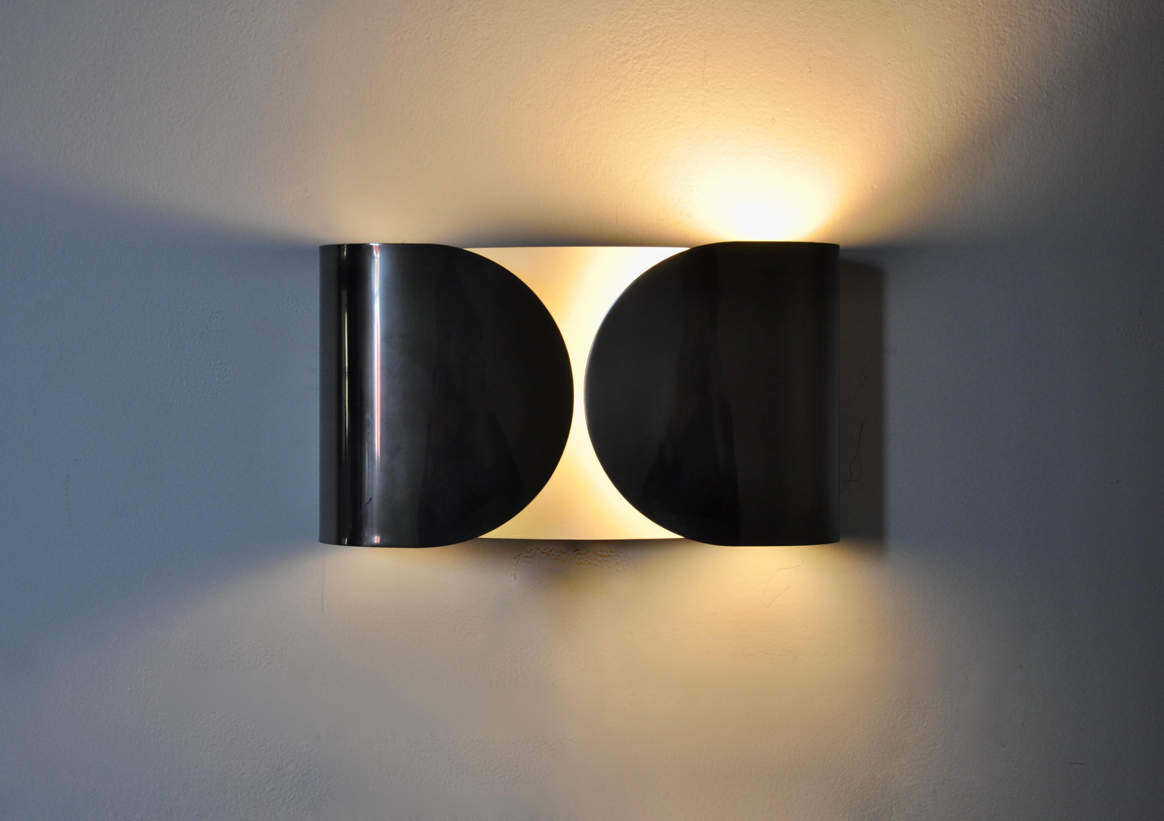Mid-Century Modern Chrome Foglio Sconce by Tobia & Afra Scarpa for Flos, 1960s