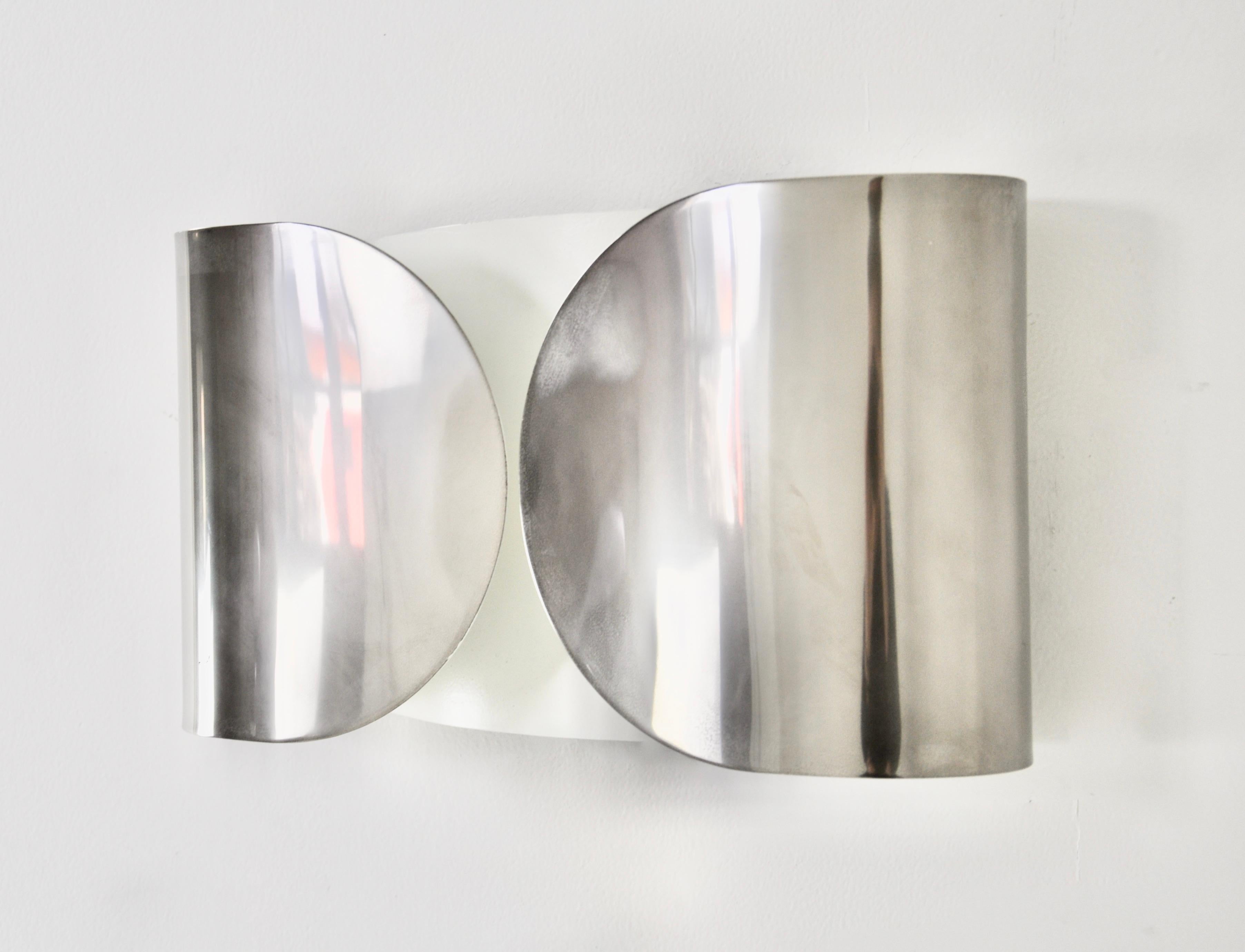 Mid-20th Century Chrome Foglio Sconce by Tobia & Afra Scarpa for Flos, 1960s