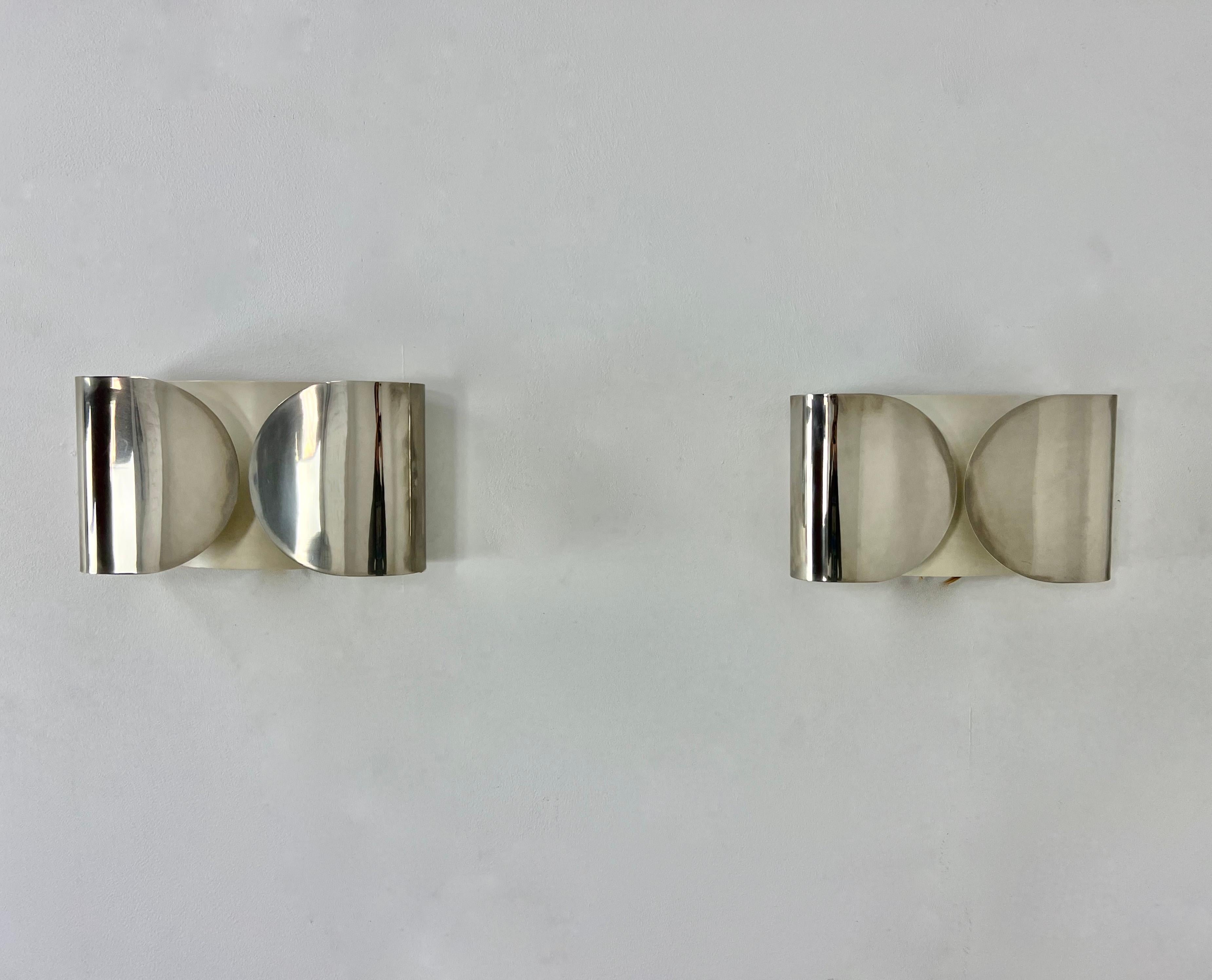 Chrome Foglio Sconce by Tobia & Afra Scarpa for Flos, 1960s In Good Condition In Lasne, BE