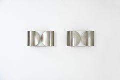 Applique cromate Foglio di Afra & Tobia Scarpa per Flos, anni '60, set di 2