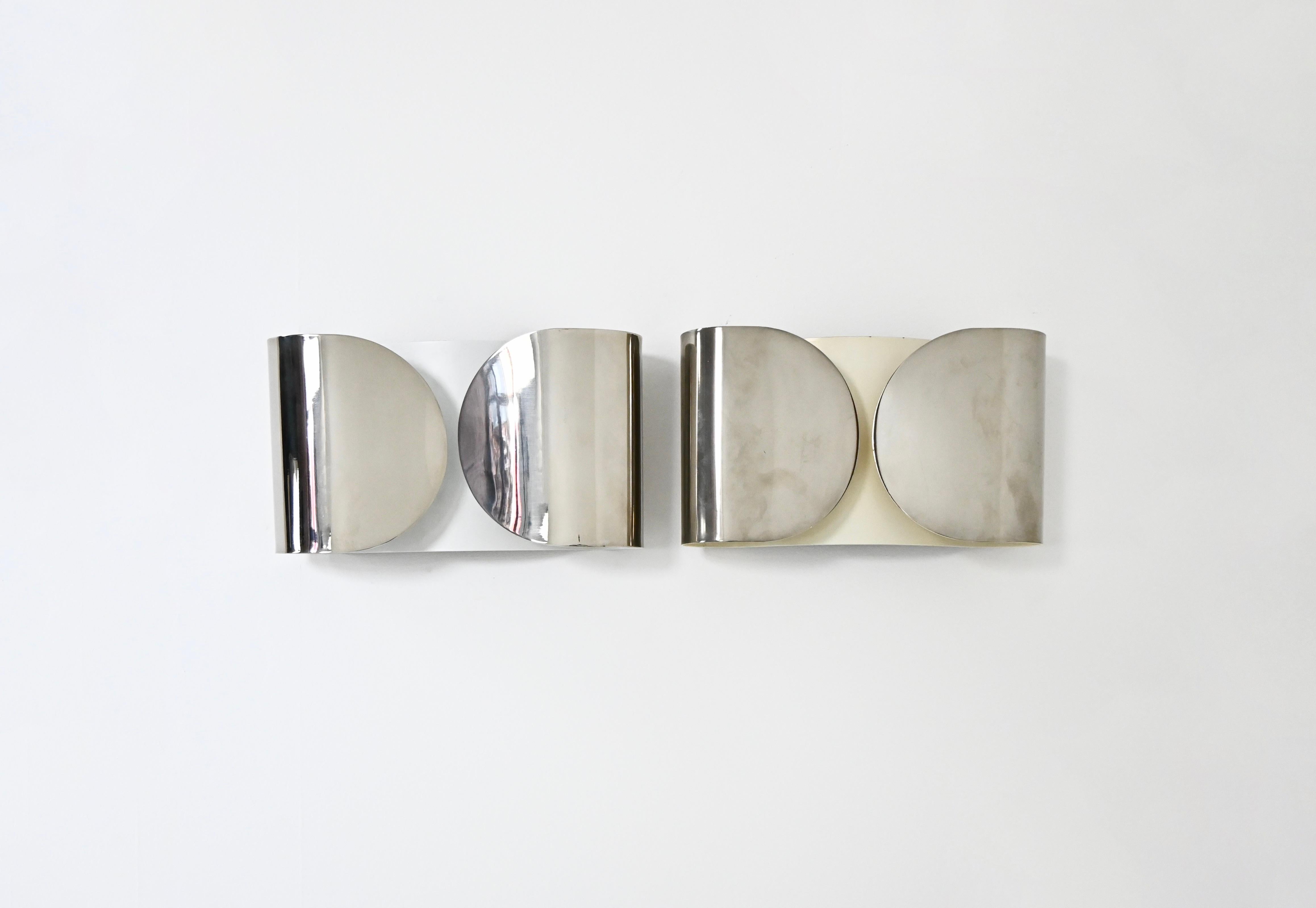 Verchromte Foglio-Wandleuchter von Tobia & Afra Scarpa für Flos, 1960er Jahre, 2er-Set, Set (Italienisch) im Angebot
