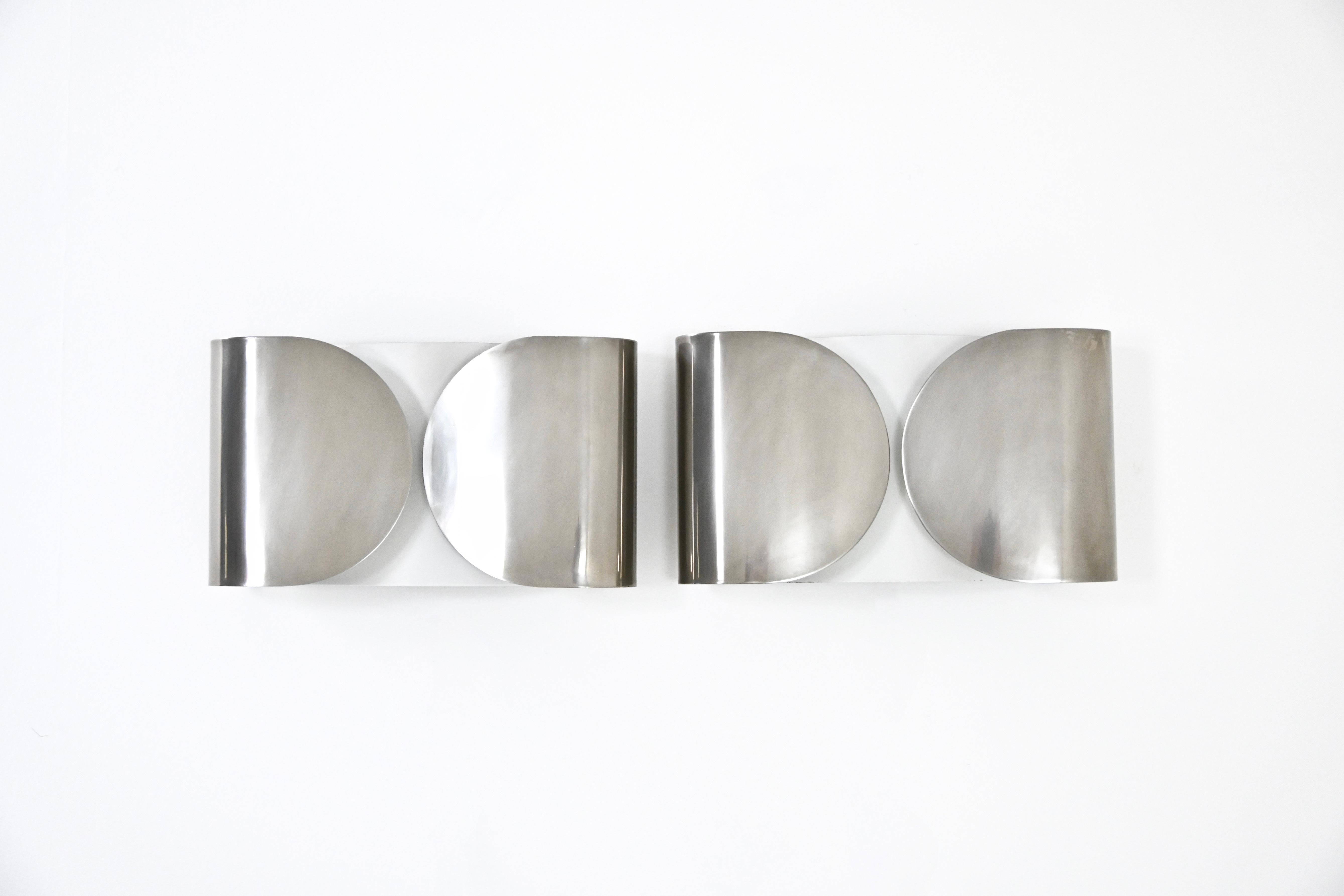 Mid-20th Century Chrome Foglio Sconces by Tobia & Afra Scarpa for Flos, 1960s, set of 2
