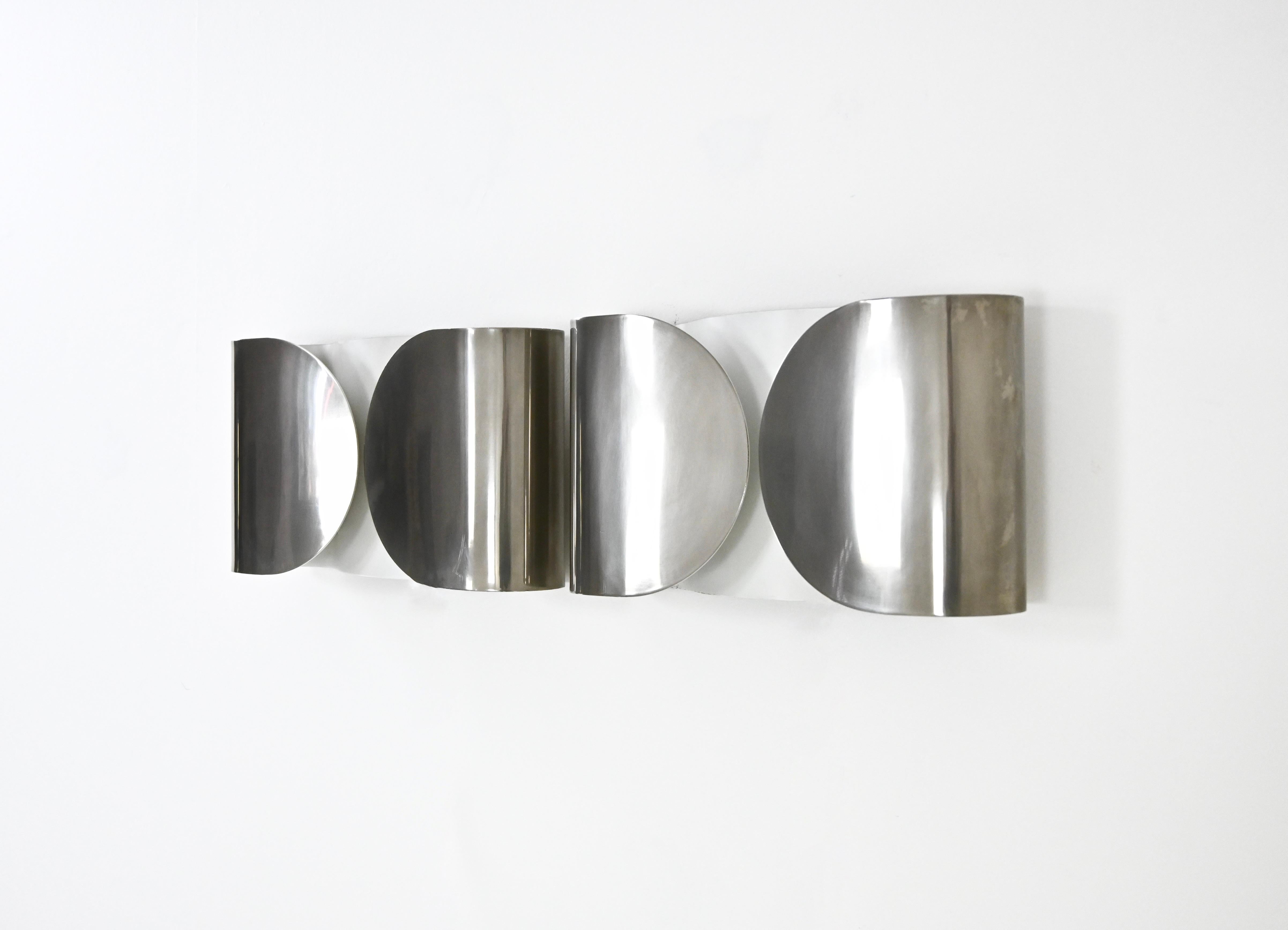 Chrome Foglio Sconces by Tobia & Afra Scarpa for Flos, 1960s, set of 2 1
