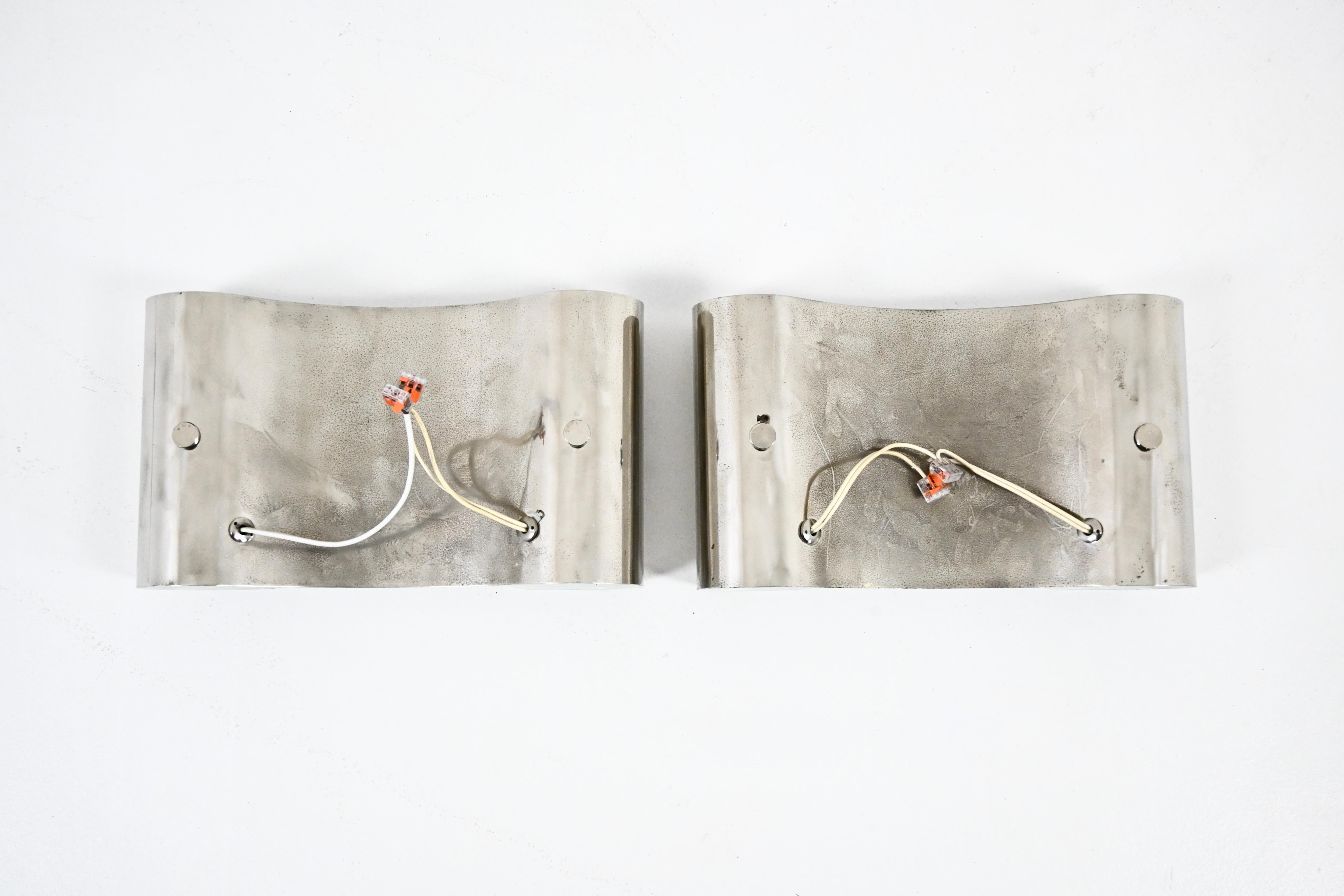 Chrome Foglio Sconces by Tobia & Afra Scarpa for Flos, 1960s, set of 2 For Sale 2
