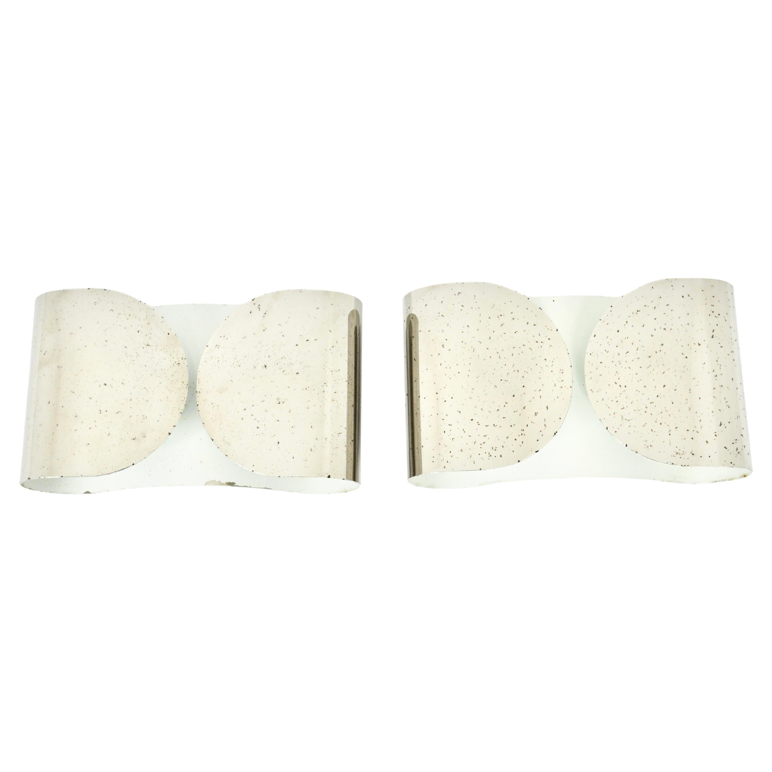 Verchromte Foglio-Wandleuchter von Tobia 
Afra Scarpa für Flos, 1960er Jahre, 2er-Set, Set