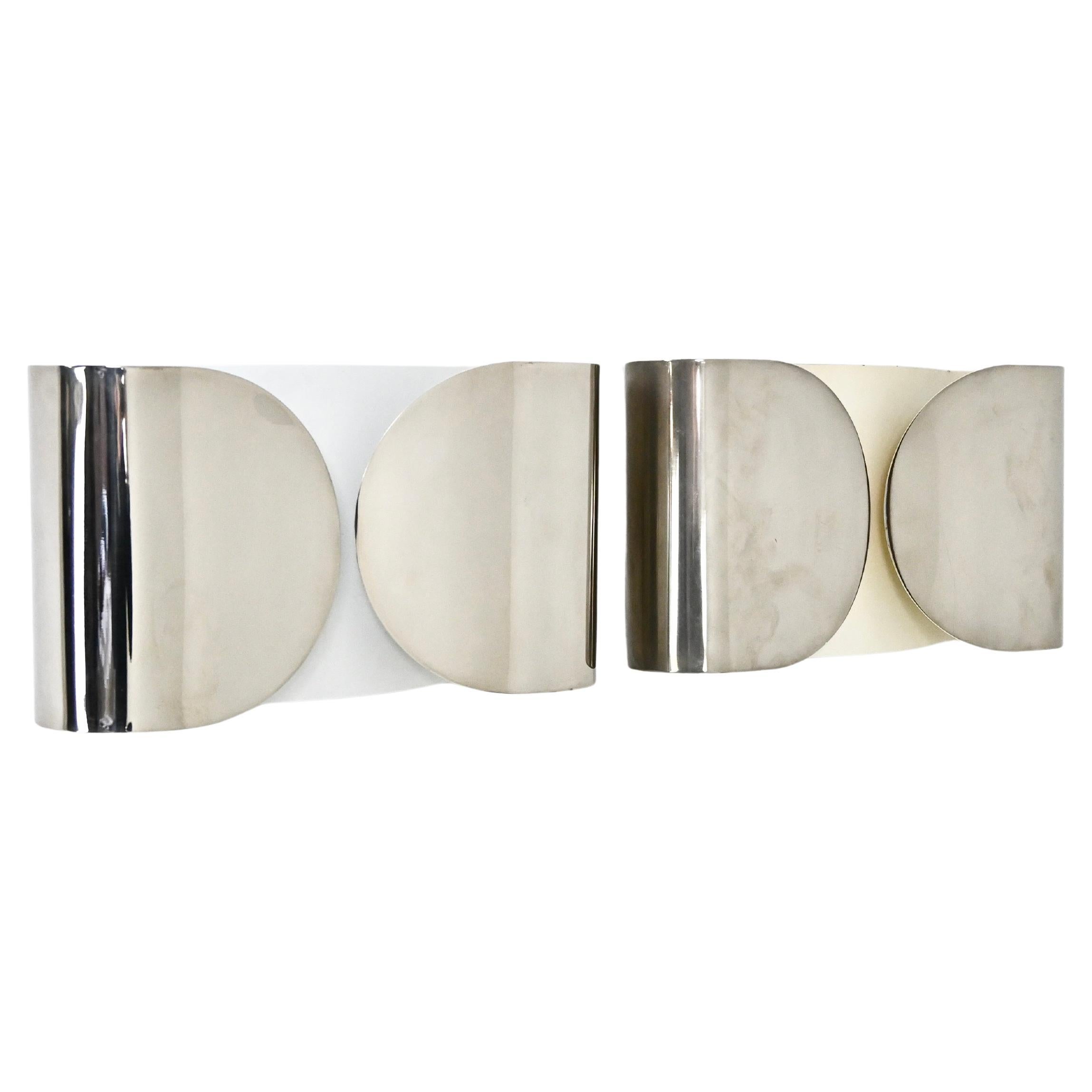 Verchromte Foglio-Wandleuchter von Tobia 
Afra Scarpa für Flos, 1960er Jahre, 2er-Set, Set im Angebot