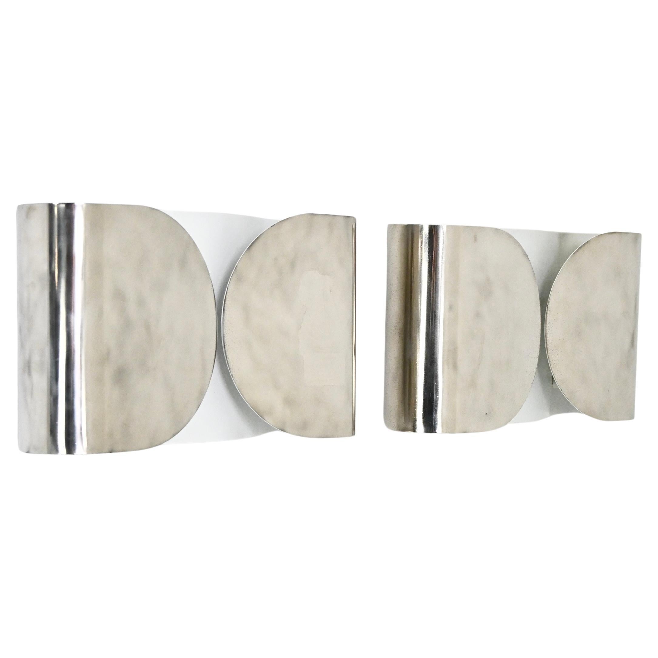 Chrome Foglio Sconces by Tobia 
Afra Scarpa for Flos, 1960s, set of 2 For Sale