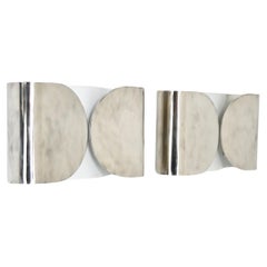 Chrome Foglio Sconces by Tobia 
Afra Scarpa for Flos, 1960s, set of 2