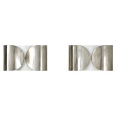 Applique cromate Foglio di Afra & Tobia Scarpa per Flos, anni '60, set di 2