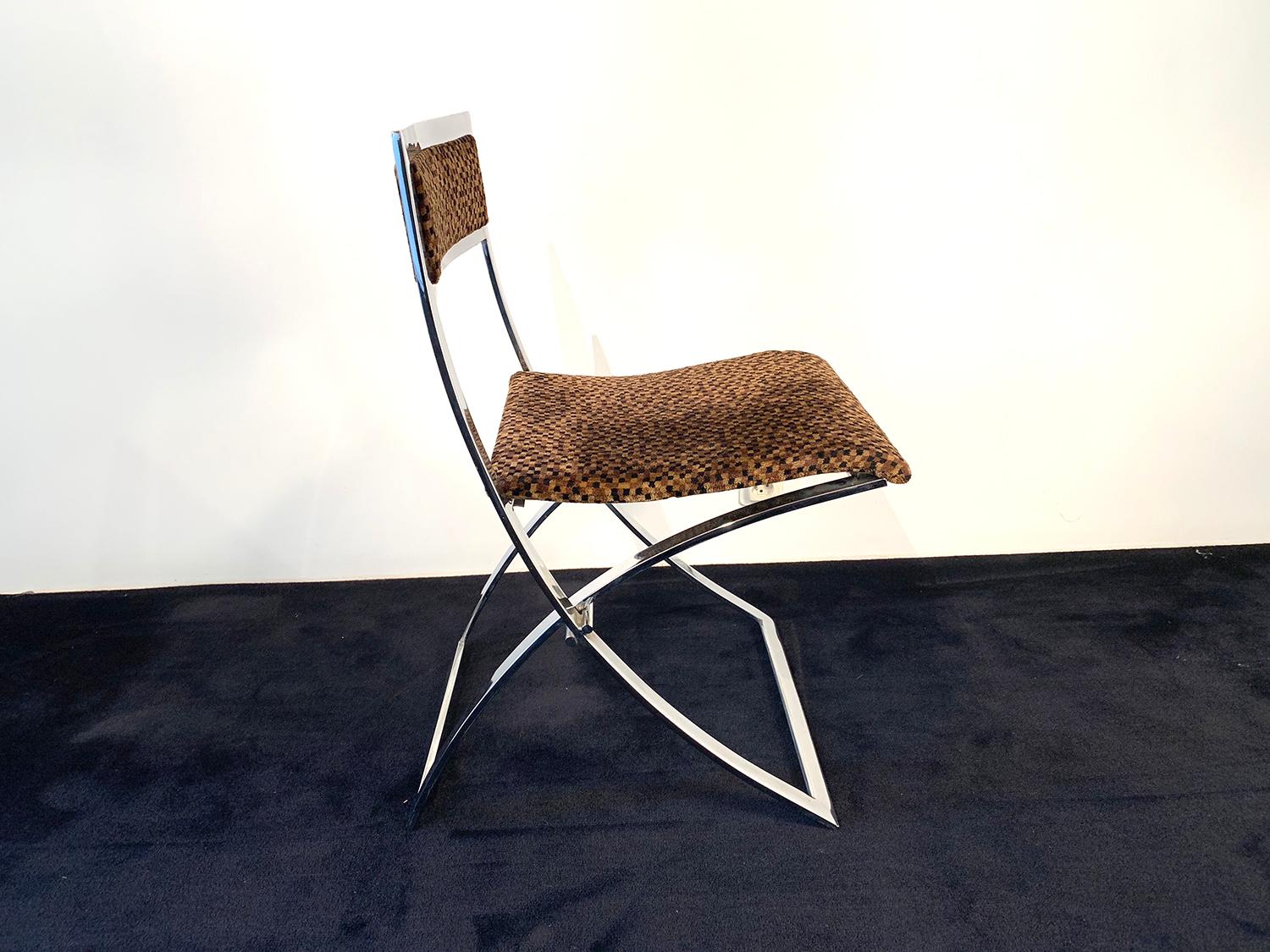 Italian Chrome Folding Chairs by Marcello Cuneo, 1970, Italy For Sale