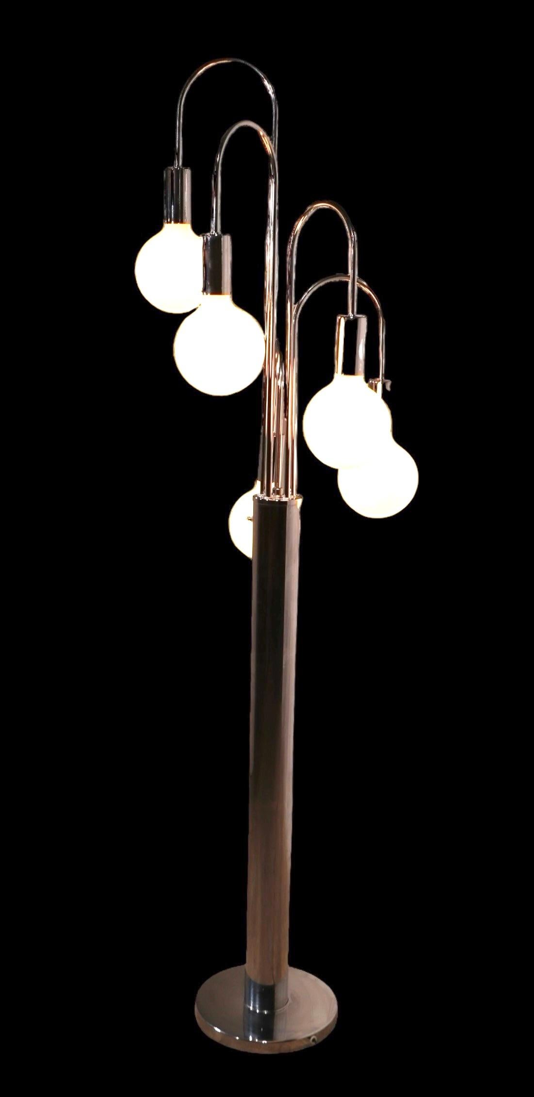 Chrome Fountain Style Five Light  Floor Lamp att. to Sonneman c 1960/70's For Sale 5