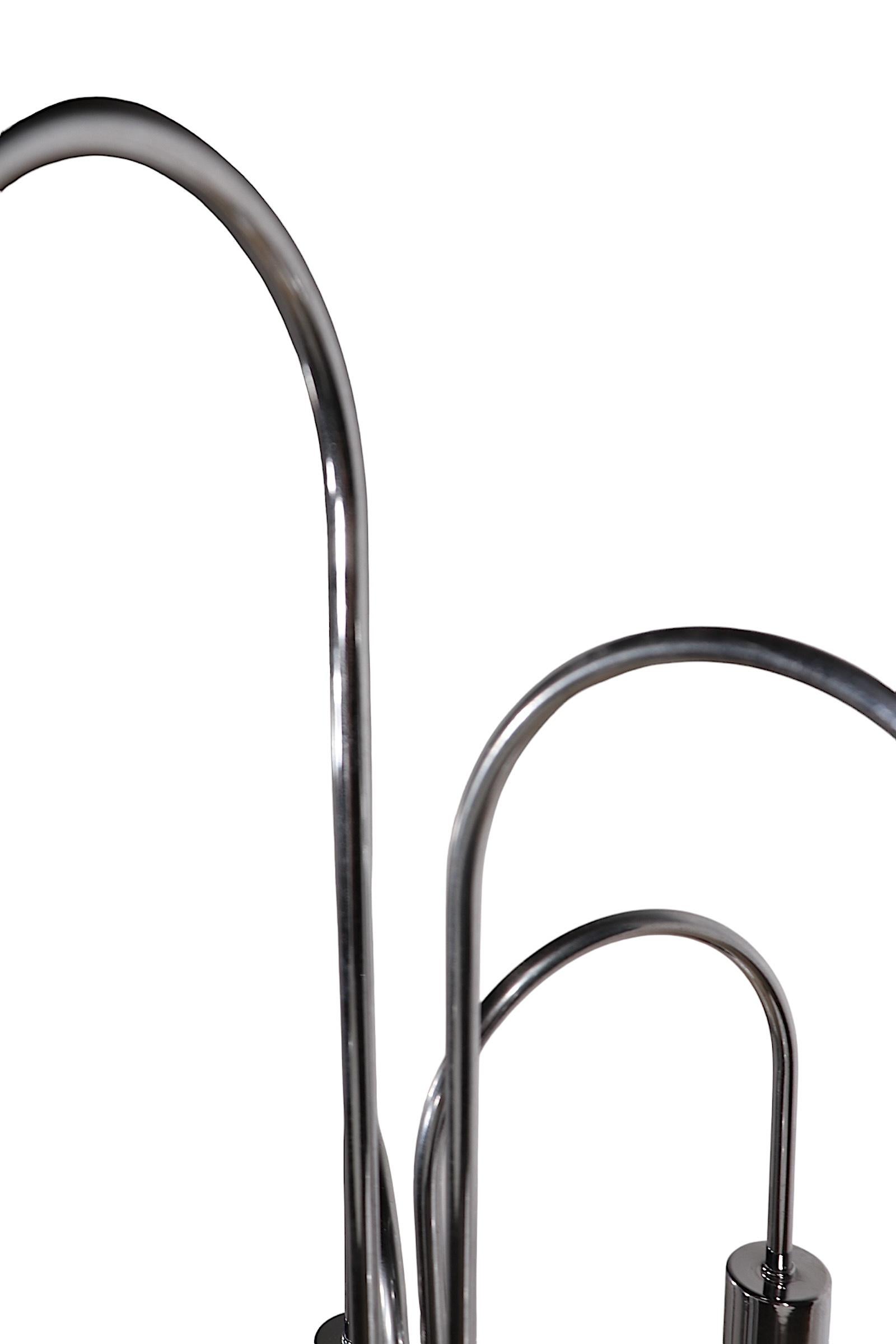 American Chrome Fountain Style Five Light  Floor Lamp att. to Sonneman c 1960/70's For Sale