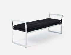 Chrome Frame Bench with Arms in the style of Milo Baughman