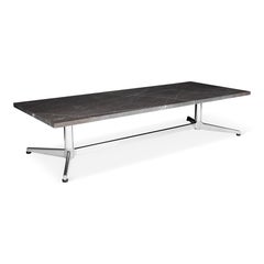 Chrome Frame Coffee Table w/ Leathered Pietra Grey Top