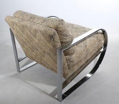 Sedia da salotto con struttura cromata dopo Baughman