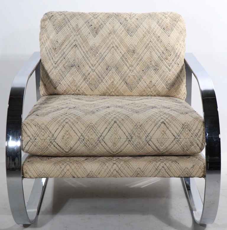 20th Century Chrome Frame Lounge Chair After Baughman For Sale