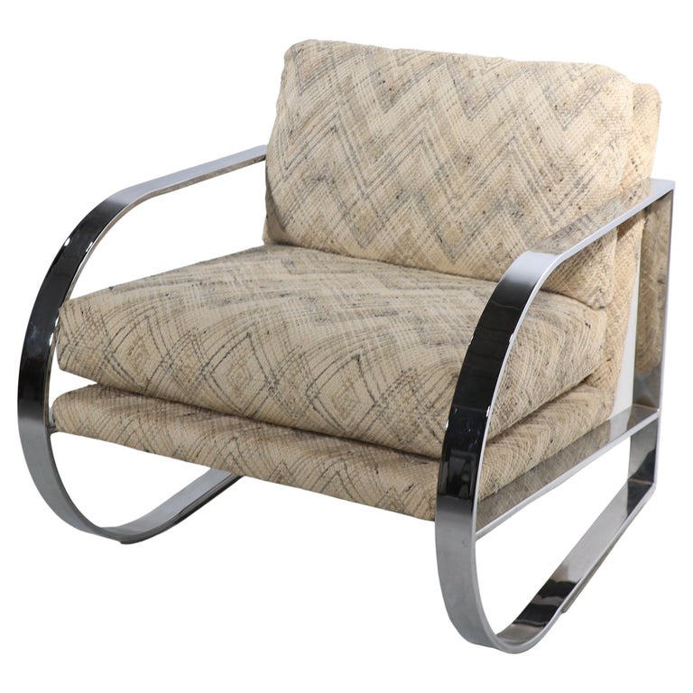 Chrome Frame Lounge Chair After Baughman For Sale