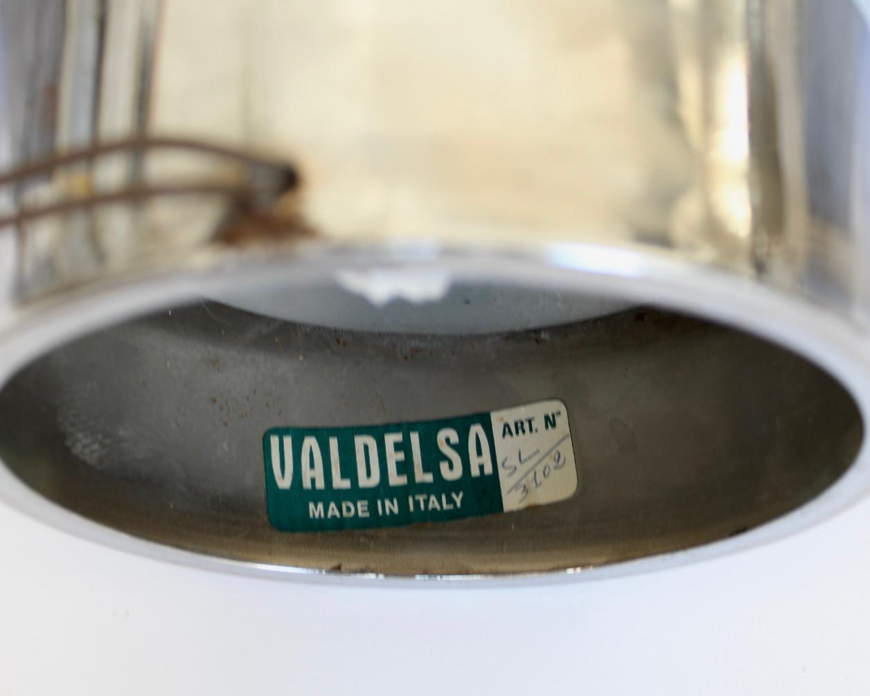 Chrome Framed and Black and White Enameled Steel Table Lamp Valdesa Italy Label For Sale 4