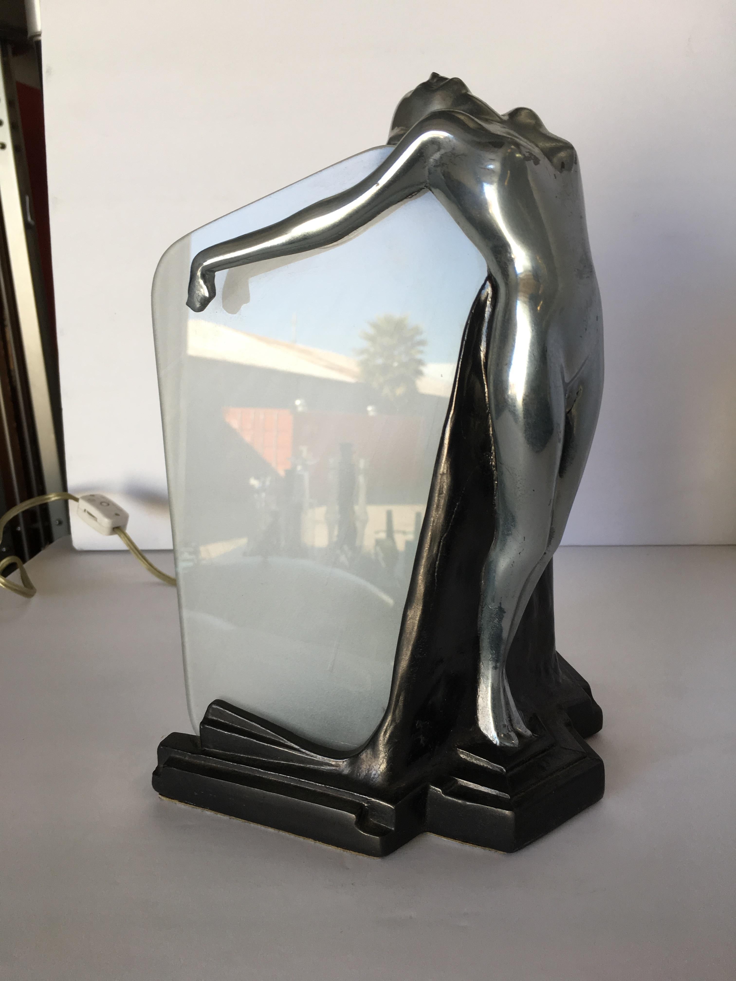 Chrome Frankart Style Outstretched Nude Table Lamp 3