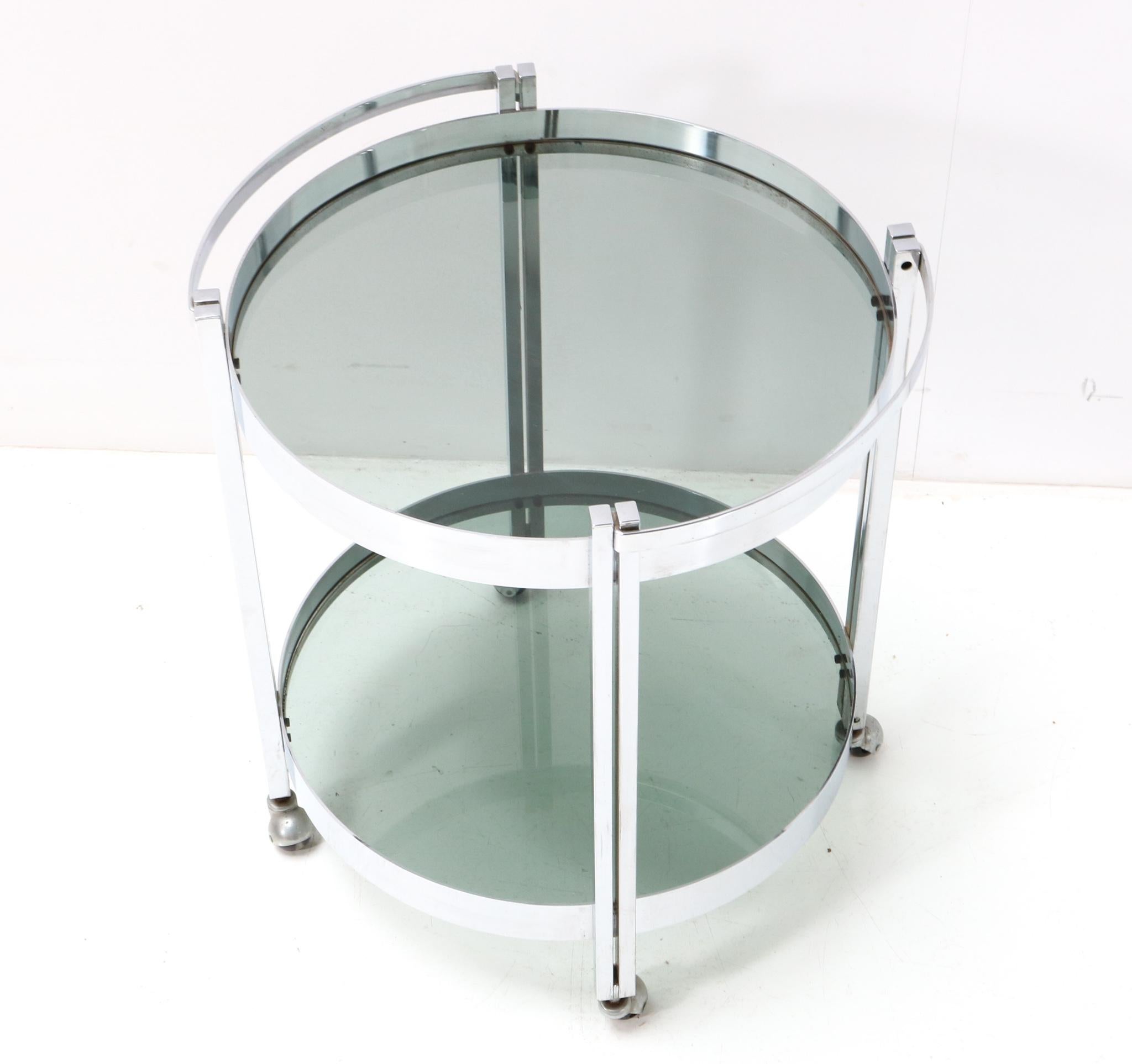 Late 20th Century Chrome French Mid-Century Modern Bar Cart or Trolley, 1970s For Sale