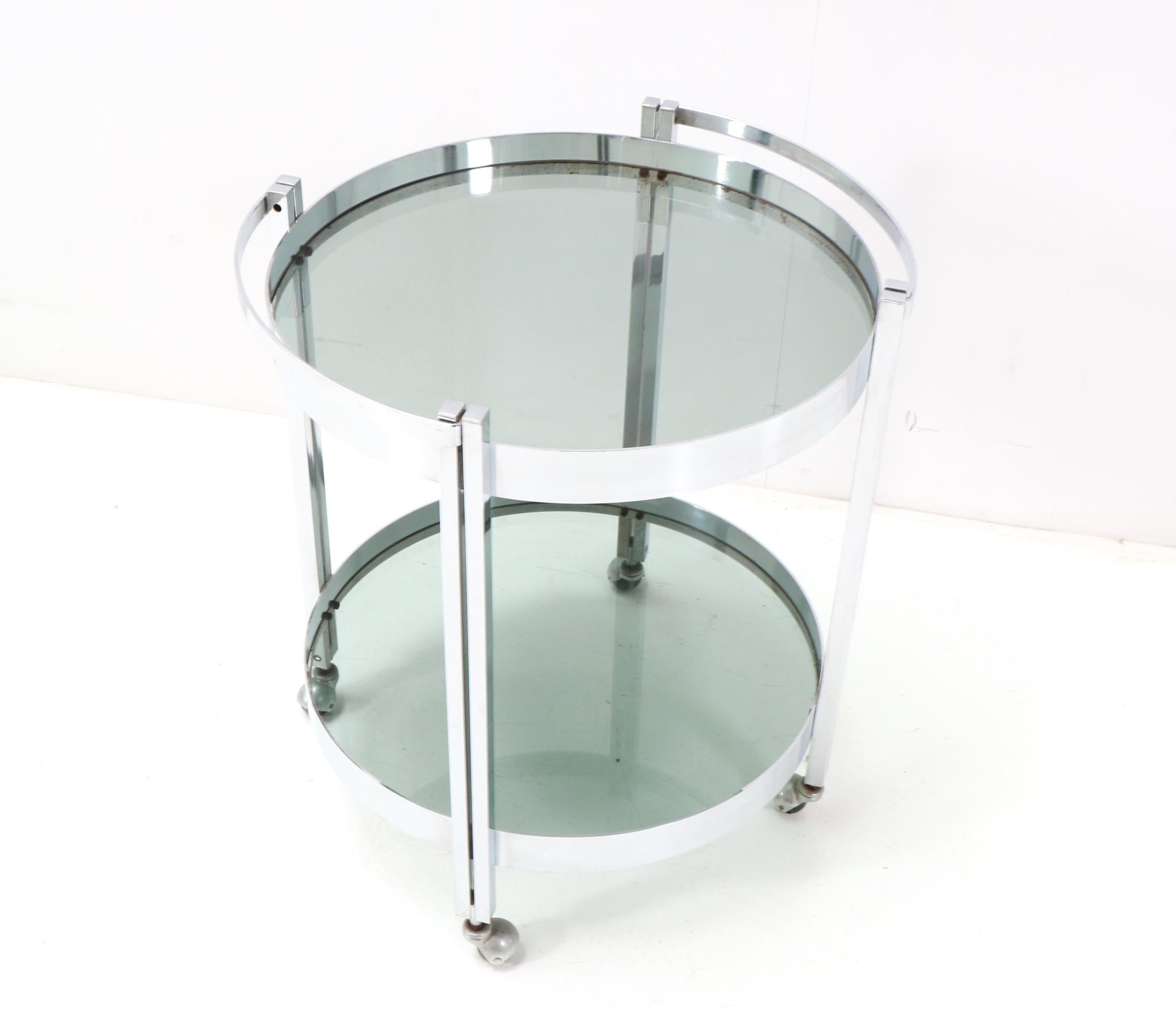 Chrome French Mid-Century Modern Bar Cart or Trolley, 1970s For Sale 1