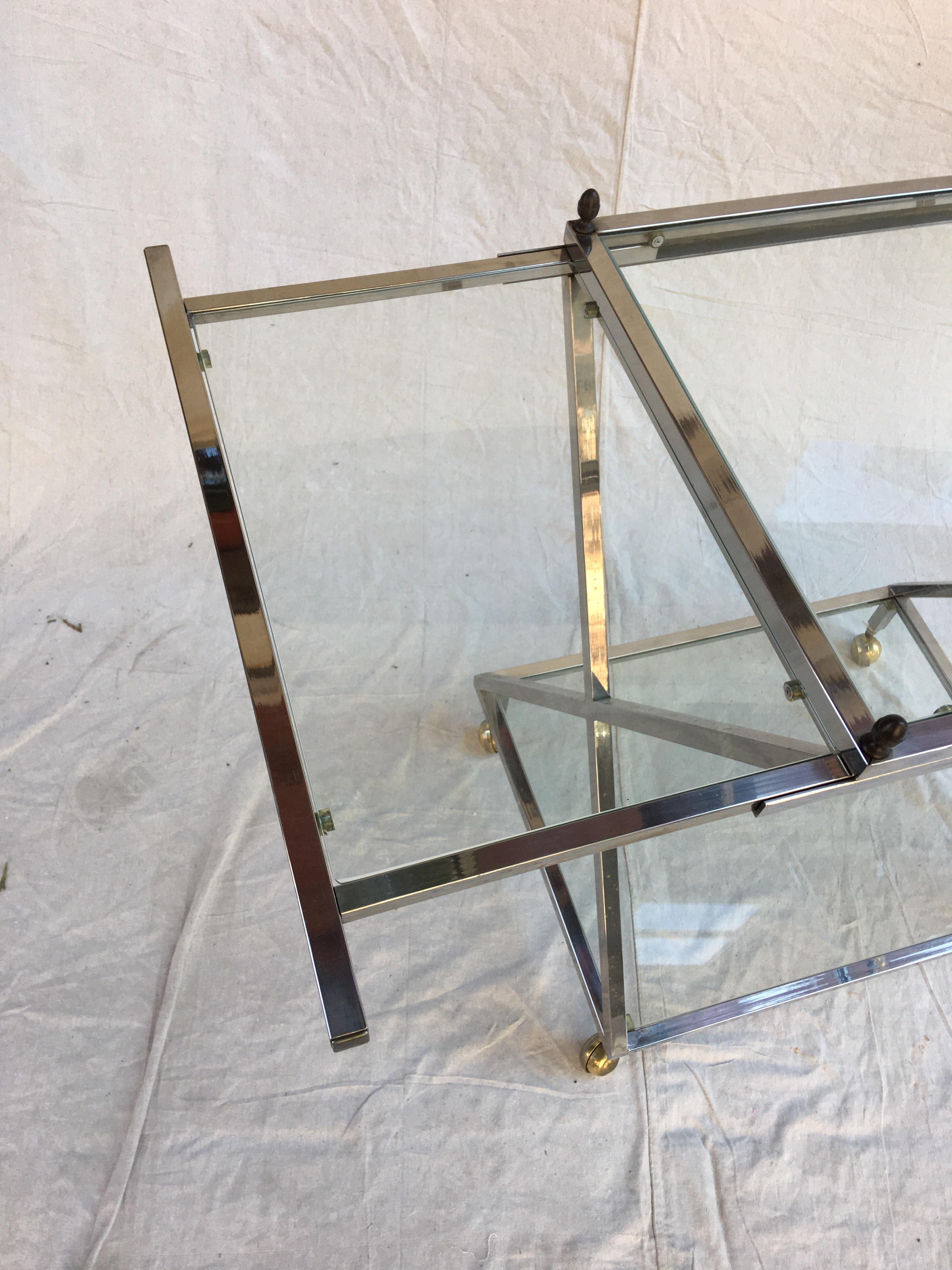 American Chrome, Glass and Brass Bar Cart