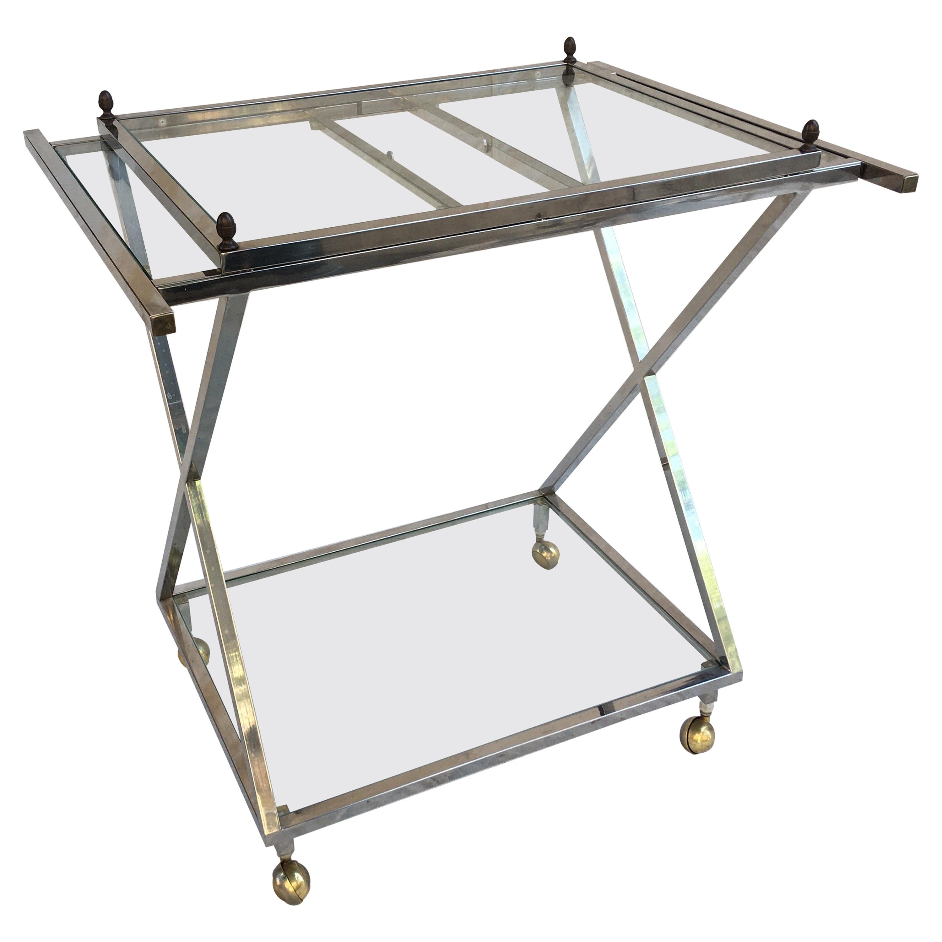 Chrome, Glass and Brass Bar Cart