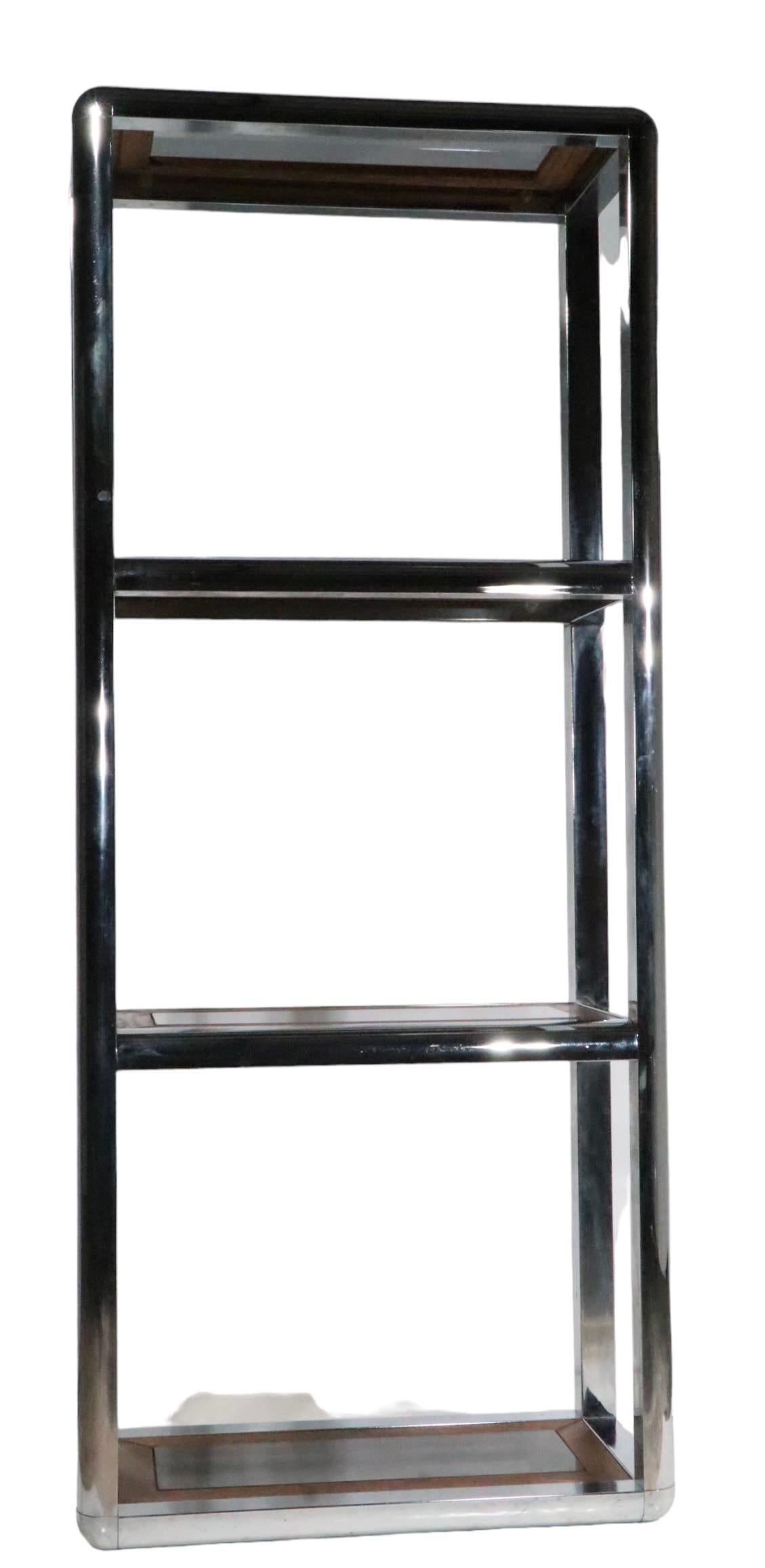 Chrome Glass and Oak Etagere in the style of Baughman c. 1970's  For Sale 4