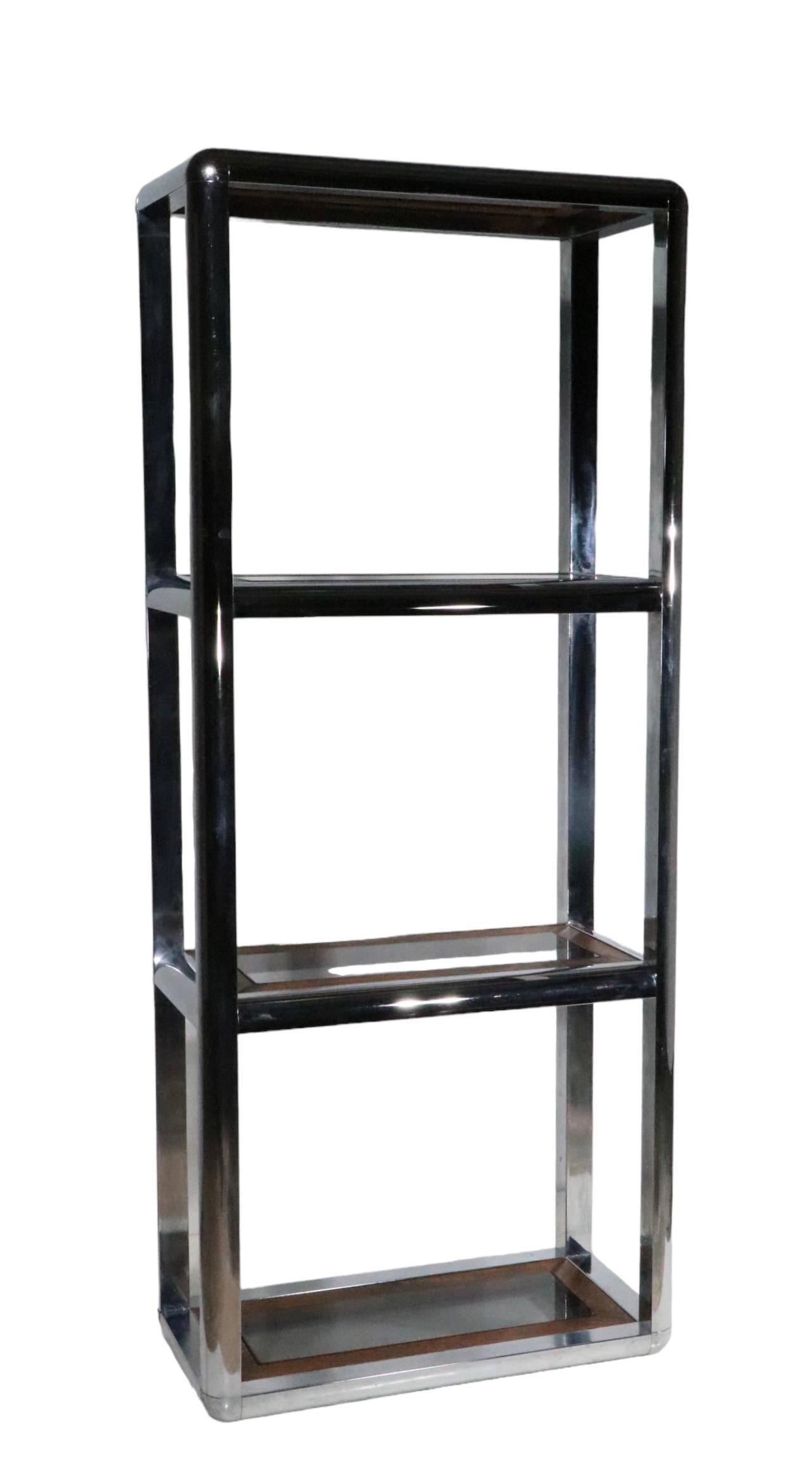 Chrome Glass and Oak Etagere in the style of Baughman c. 1970's  For Sale 5