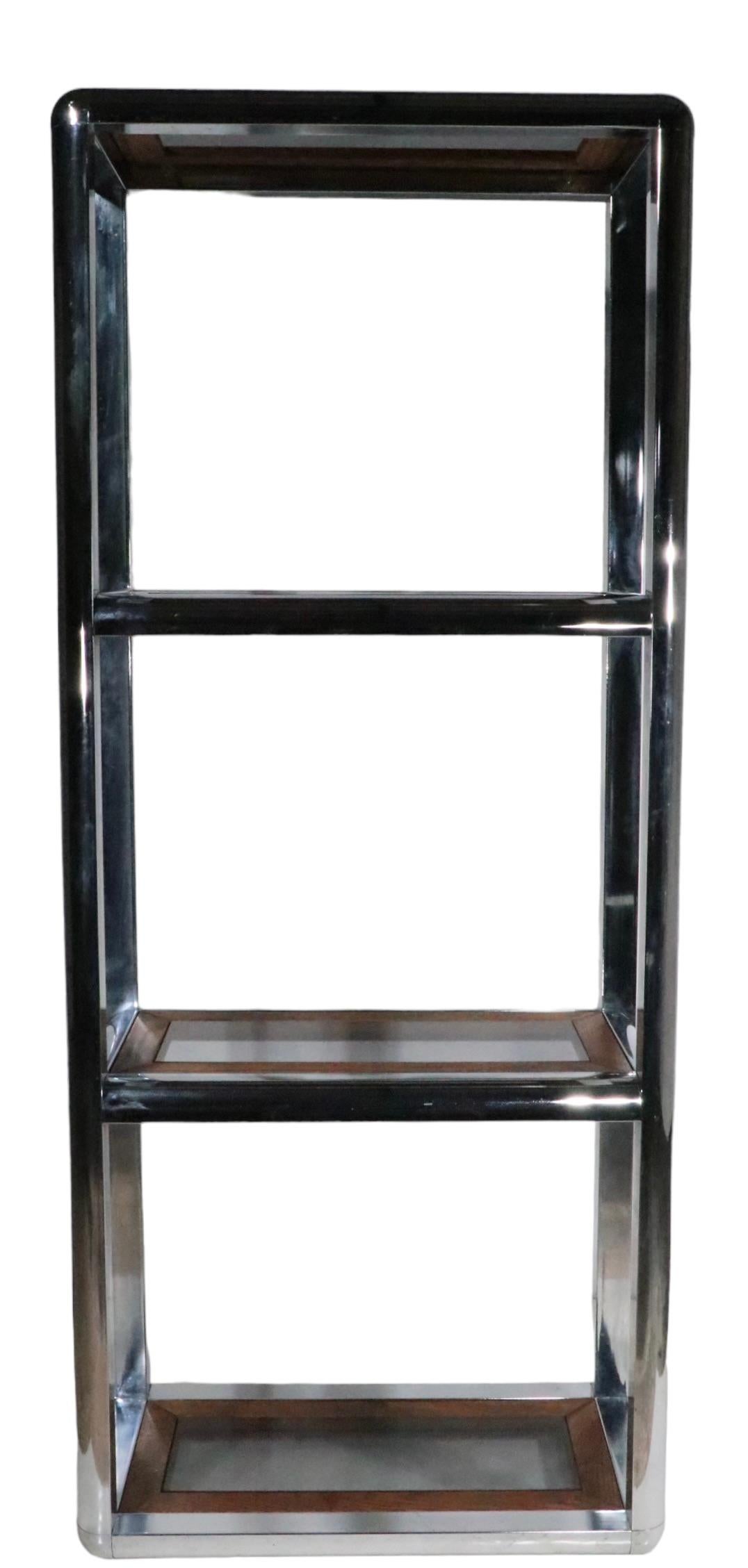 Chrome Glass and Oak Etagere in the style of Baughman c. 1970's  For Sale 6
