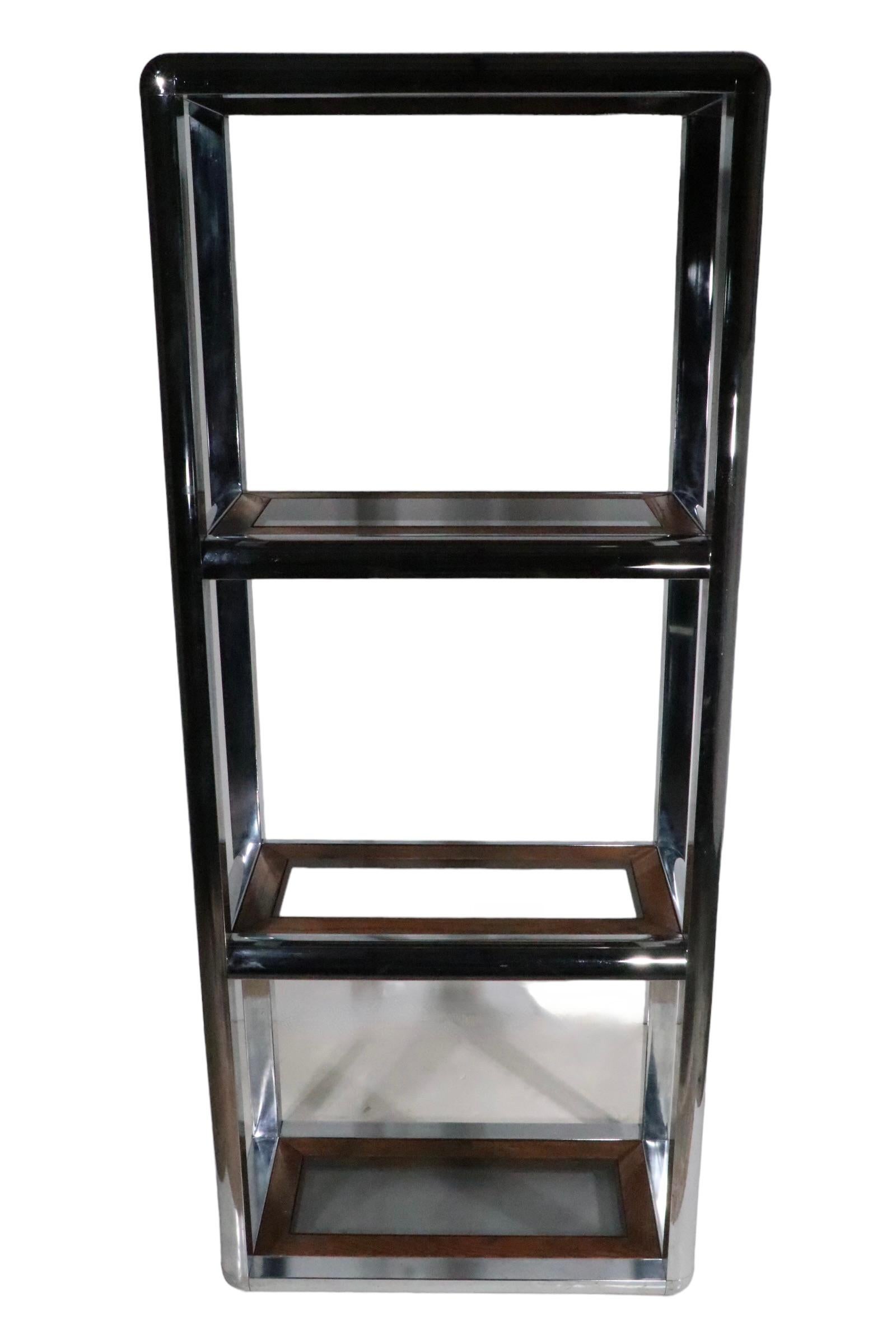 Chrome Glass and Oak Etagere in the style of Baughman c. 1970's  For Sale 7