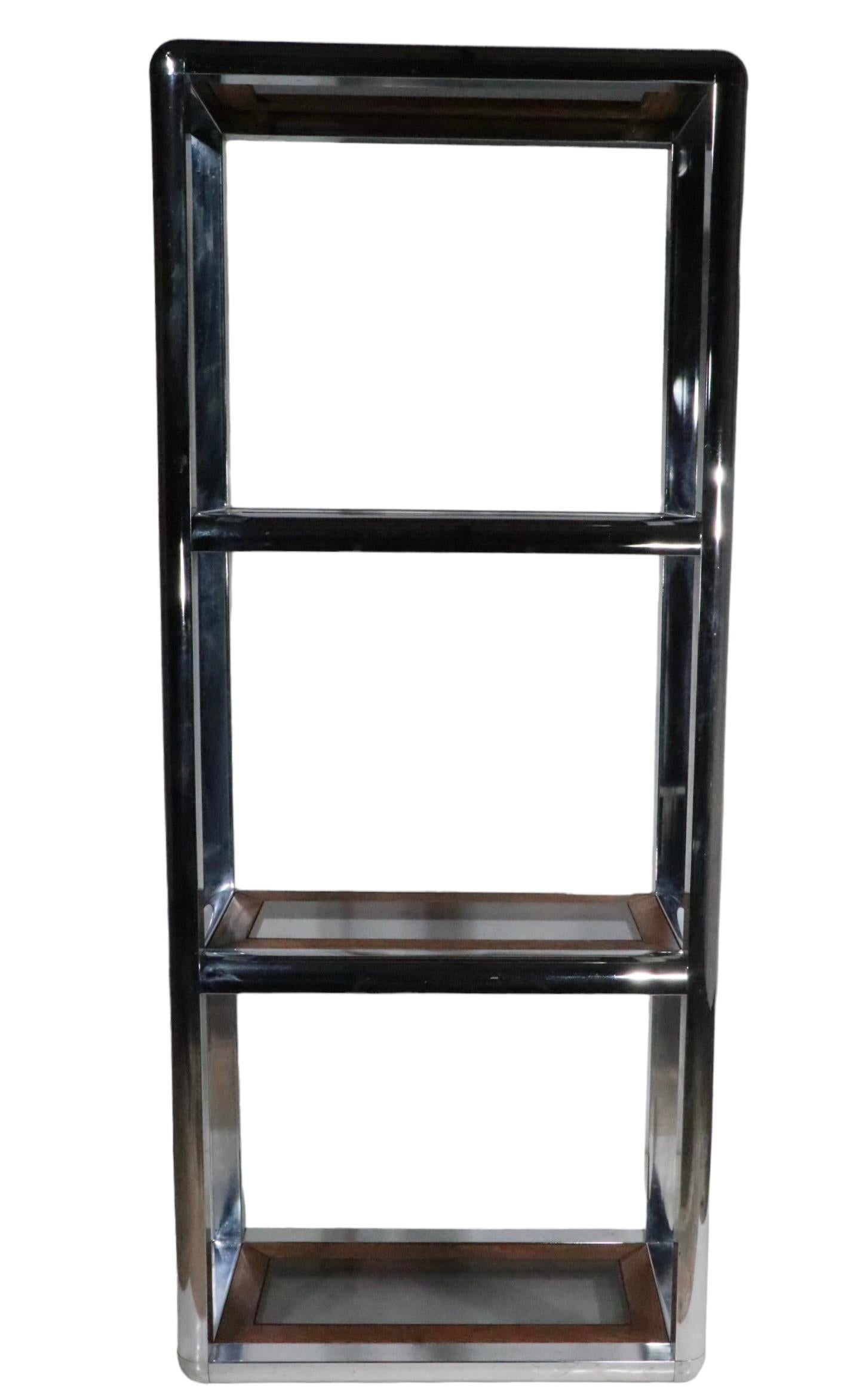 Chrome Glass and Oak Etagere in the style of Baughman c. 1970's  For Sale 8