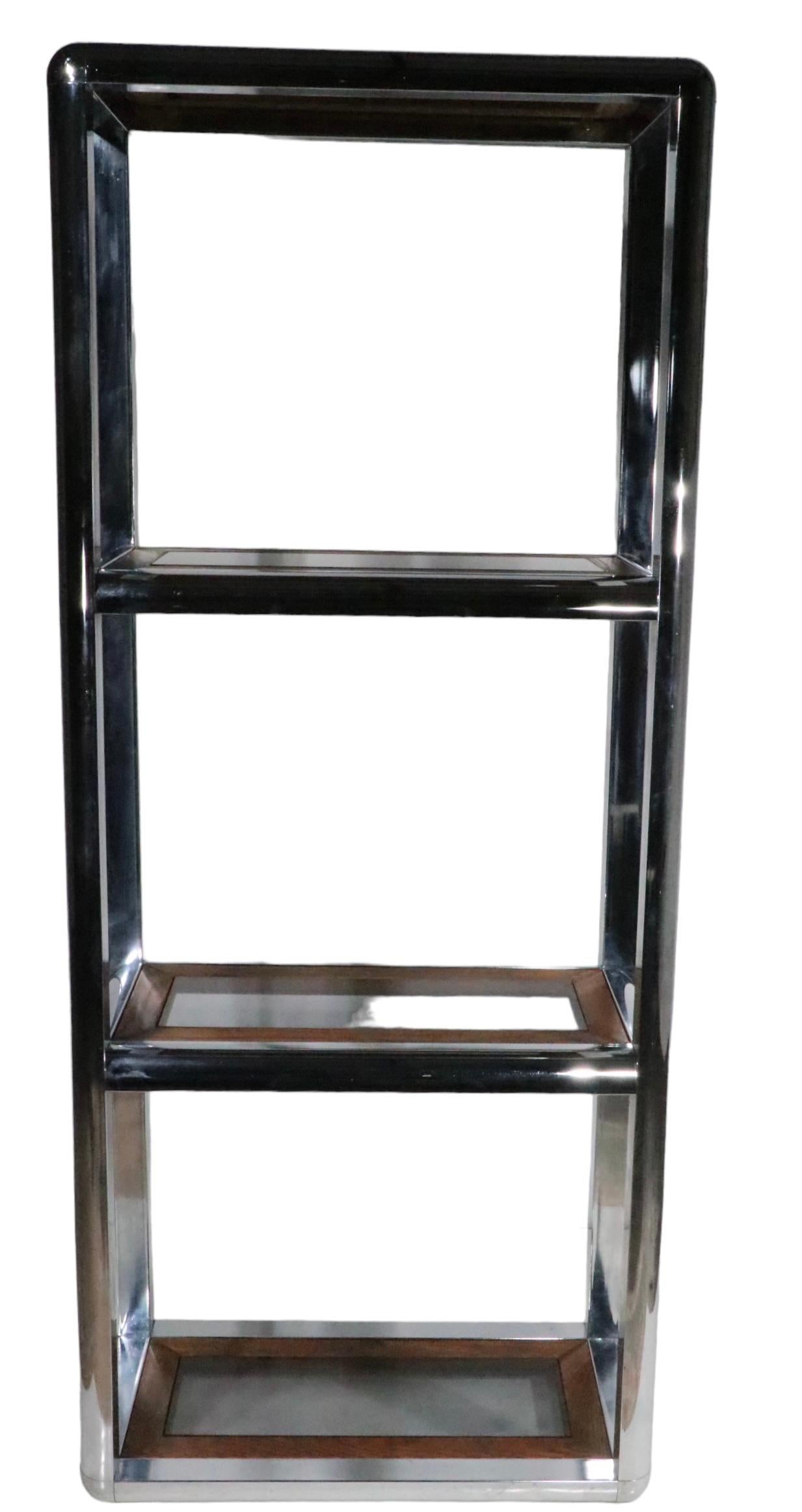 Chrome Glass and Oak Etagere in the style of Baughman c. 1970's  For Sale 9